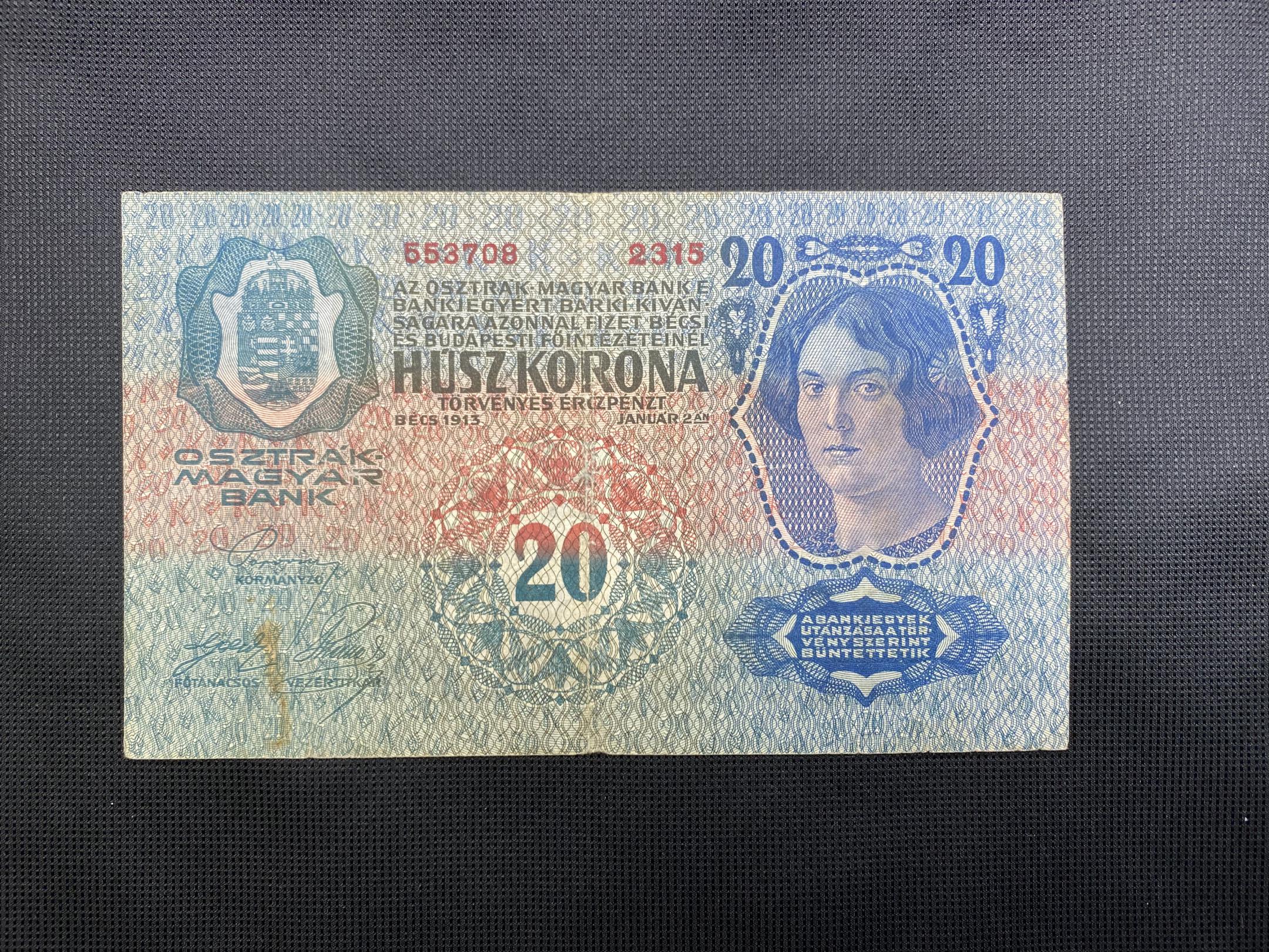 20 Korona (1913) VF Adamo K17