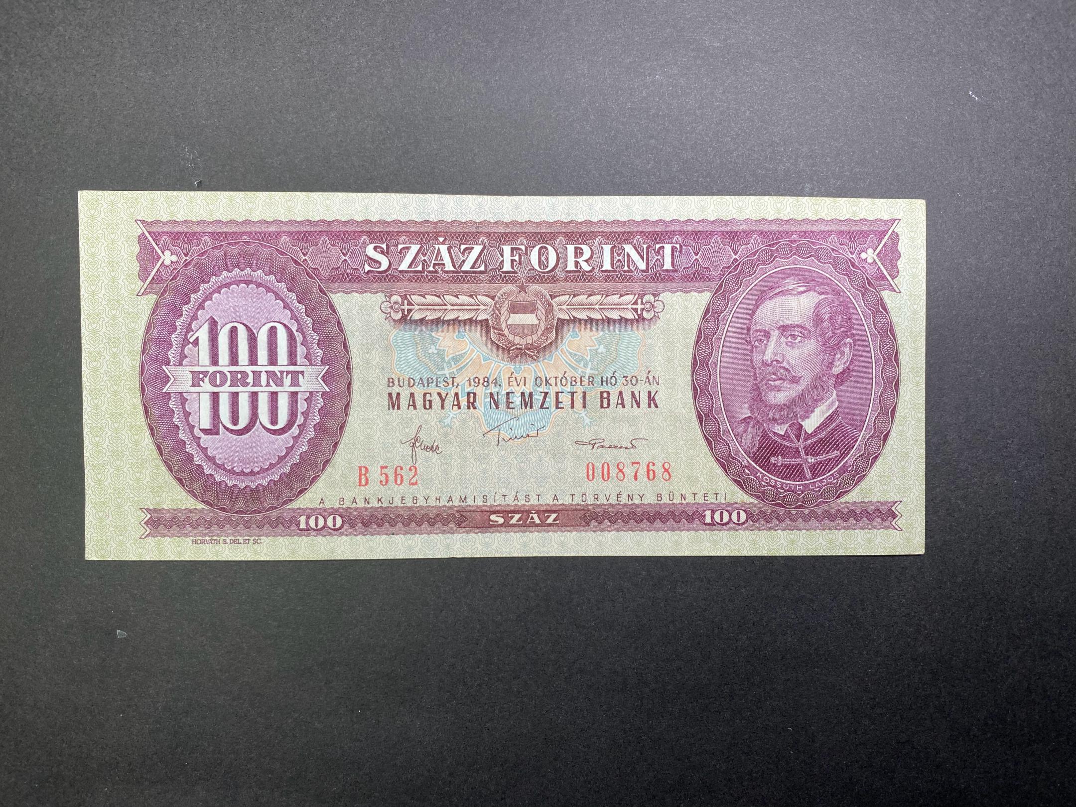 (1984) 100 Forint látványosan elcsúszott nyomat VF Adamo F35 