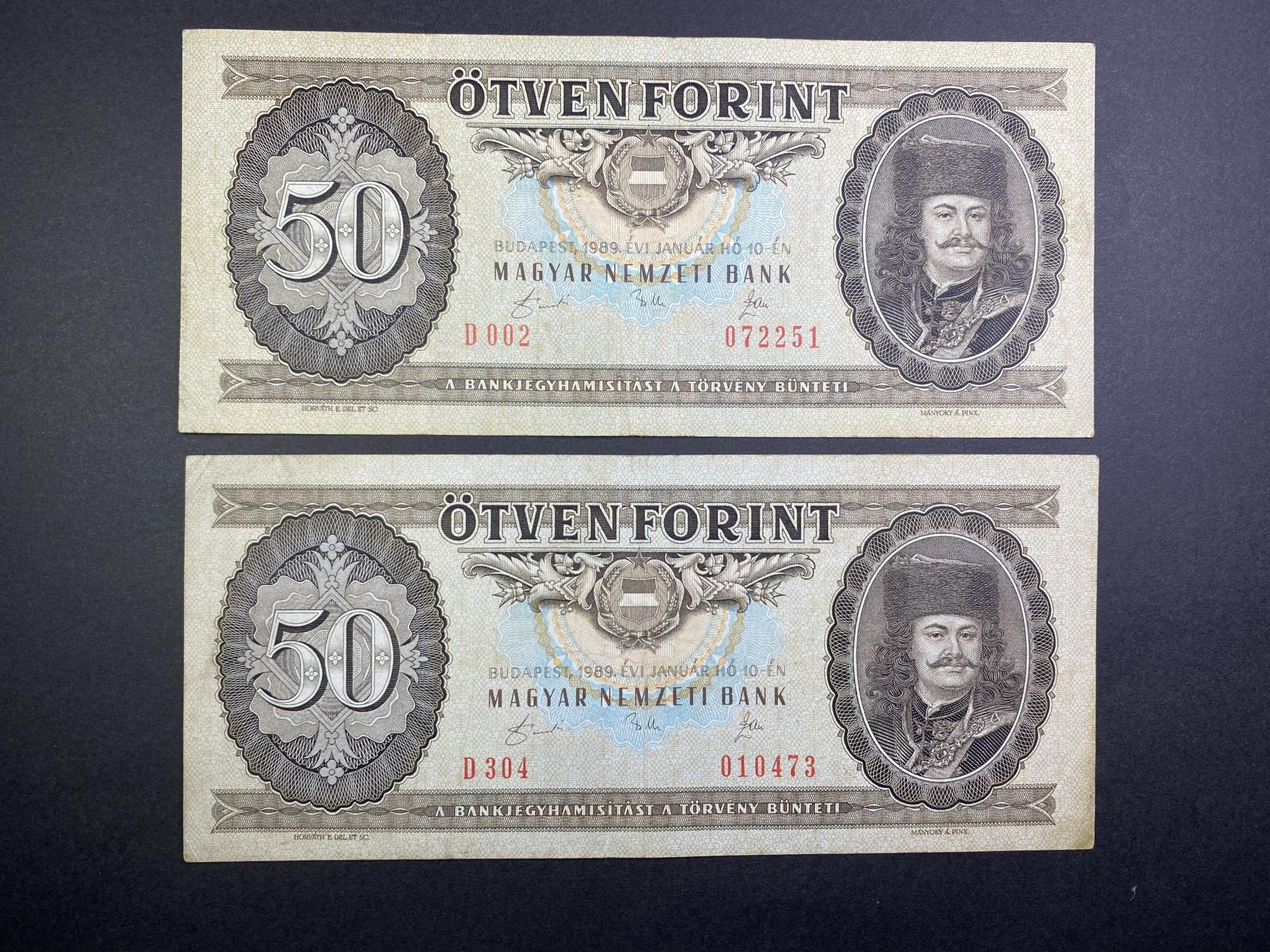 50 Forint VF (1989D) 2db Adamo F25