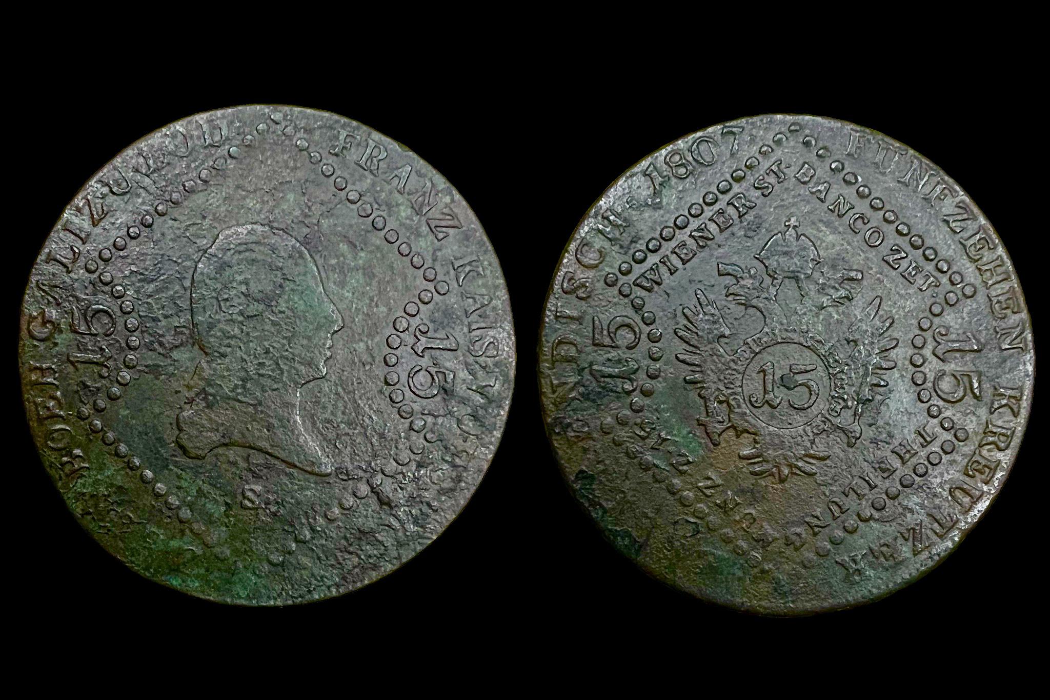 Franz 15 Krajcár (1807) (patinás)