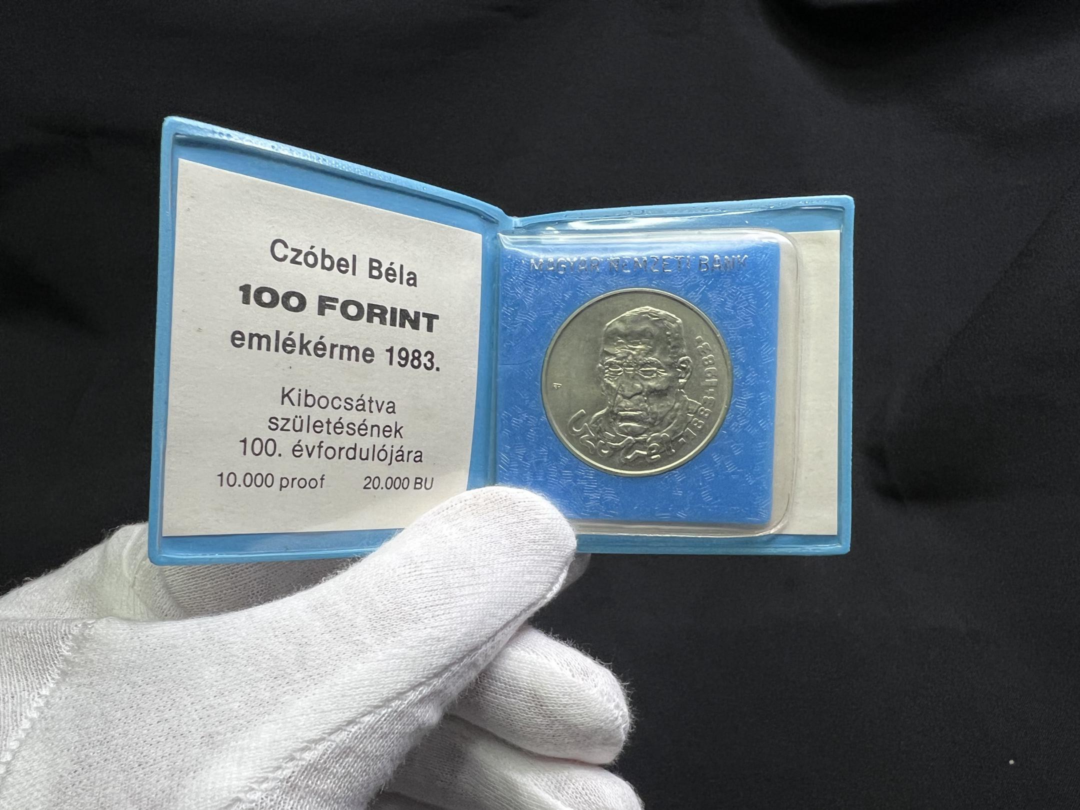 Czóbel Béla 100 Forint emlékérme (1983) dísztokban