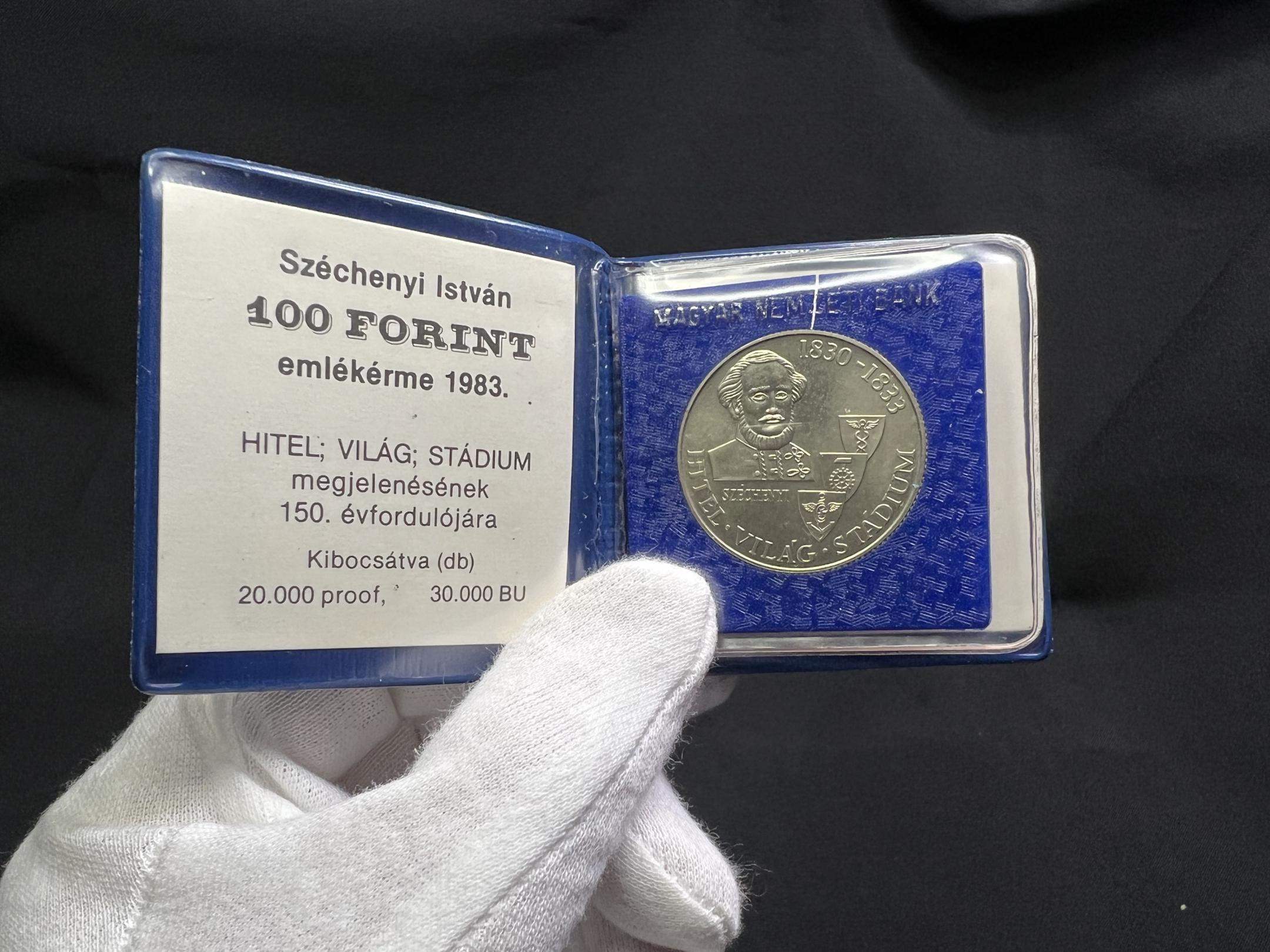 Széchenyi István 100 Forint emlékérme dísztokban (1983)