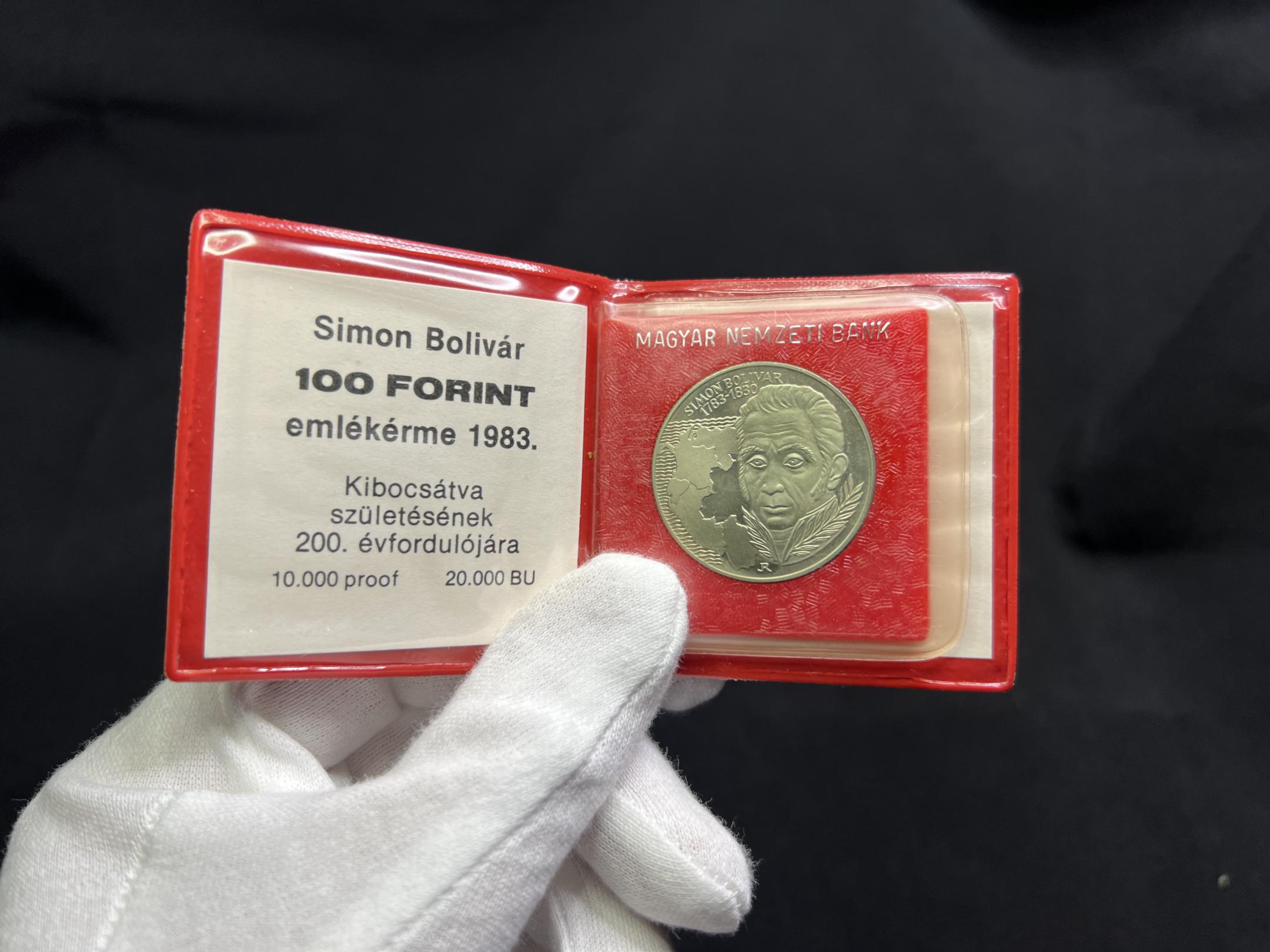 Simon Bolivár 100 Forint emlékérme dísztokban 100 Forint emlékérme dísztokban (1983)