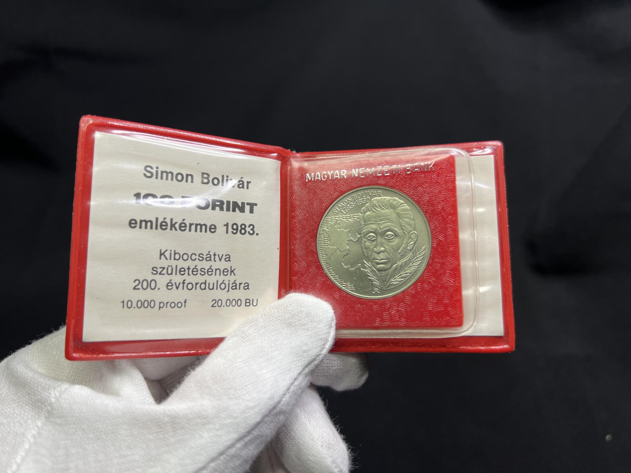 Simon Bolivár 100 Forint emlékérme dísztokban 100 Forint emlékérme dísztokban (1983)