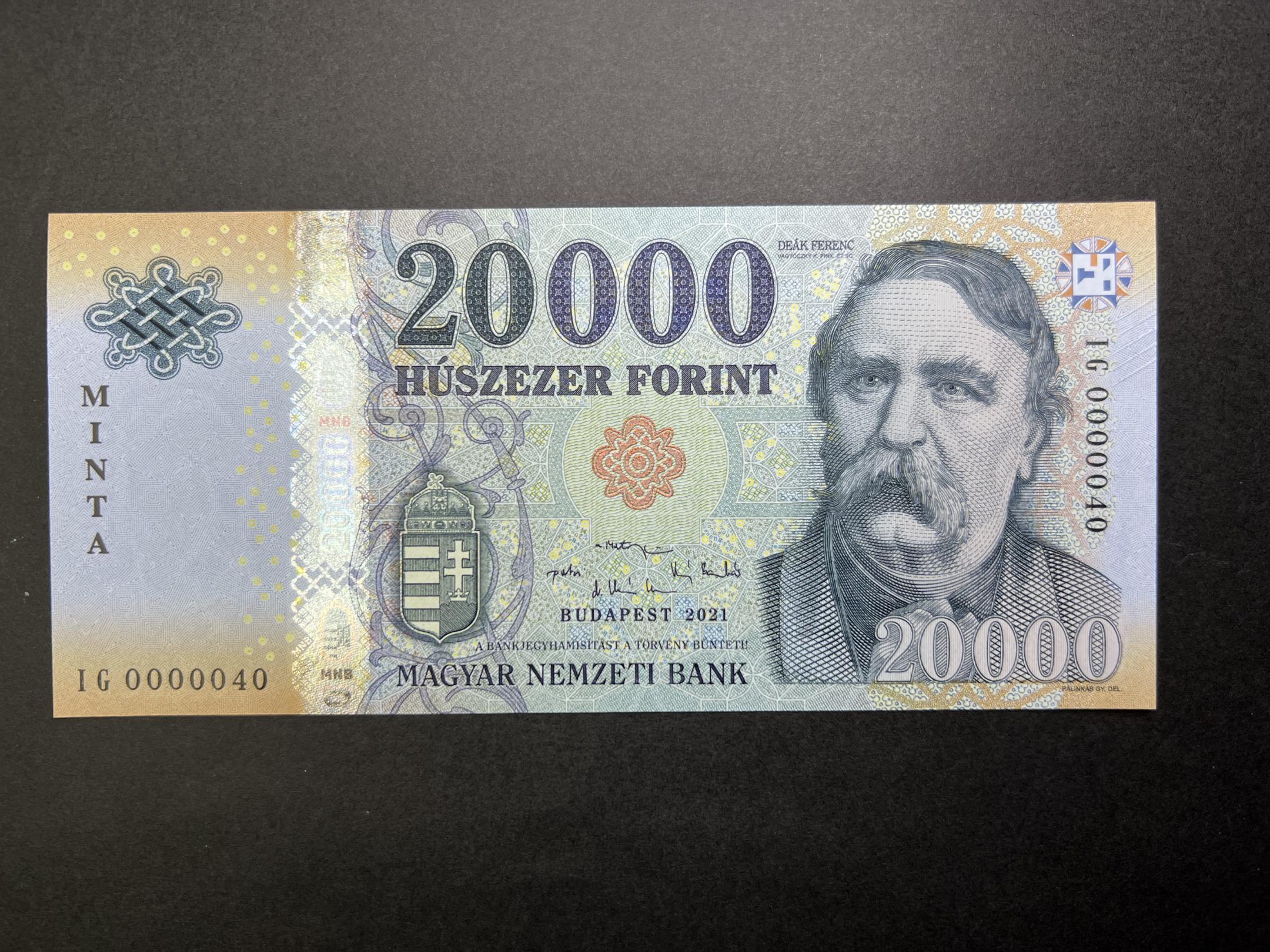 20000 Forint MINTA (2021) IG 000040 rendkívül alacsony ssz. UNC
