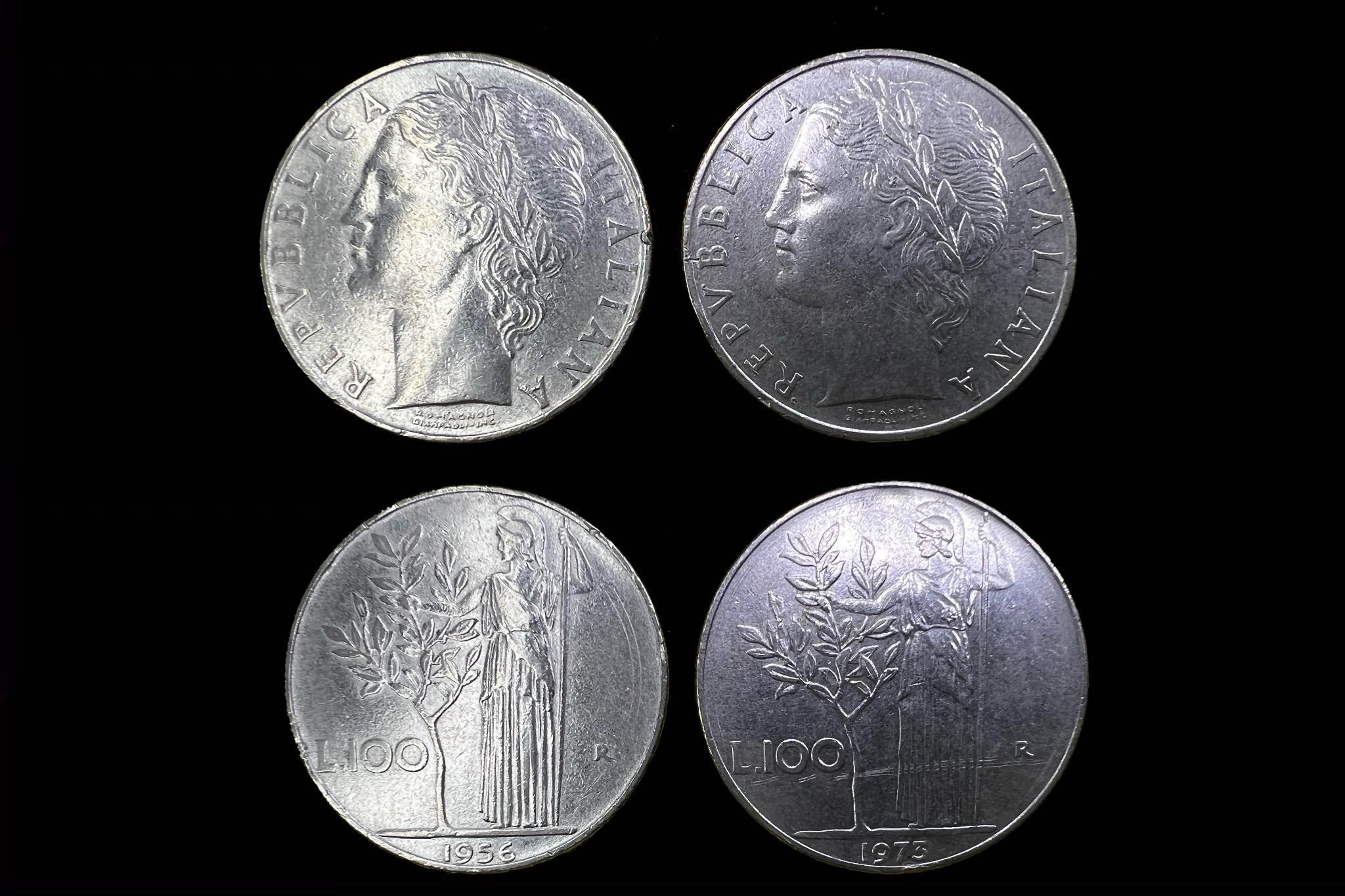 Olasz 100 Líra (1956,1973) 2db KM96 