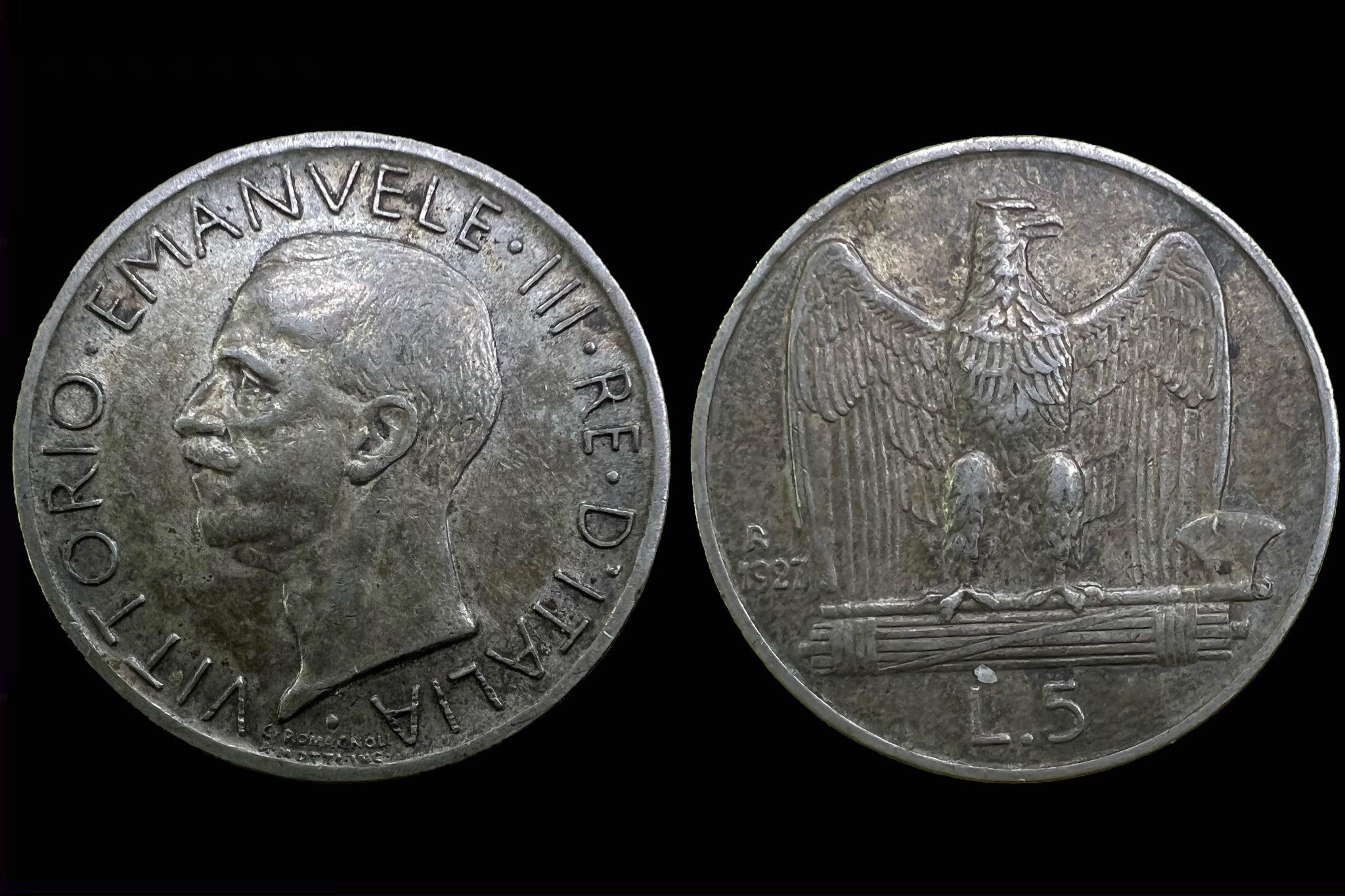 Olaszország 5 Líra (1927) KM67 