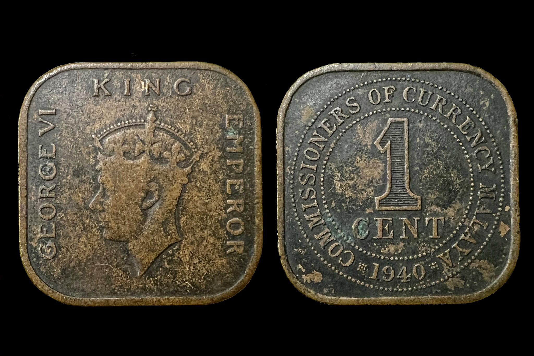 VI.György Malaysia 1 Cent (1940) KM2