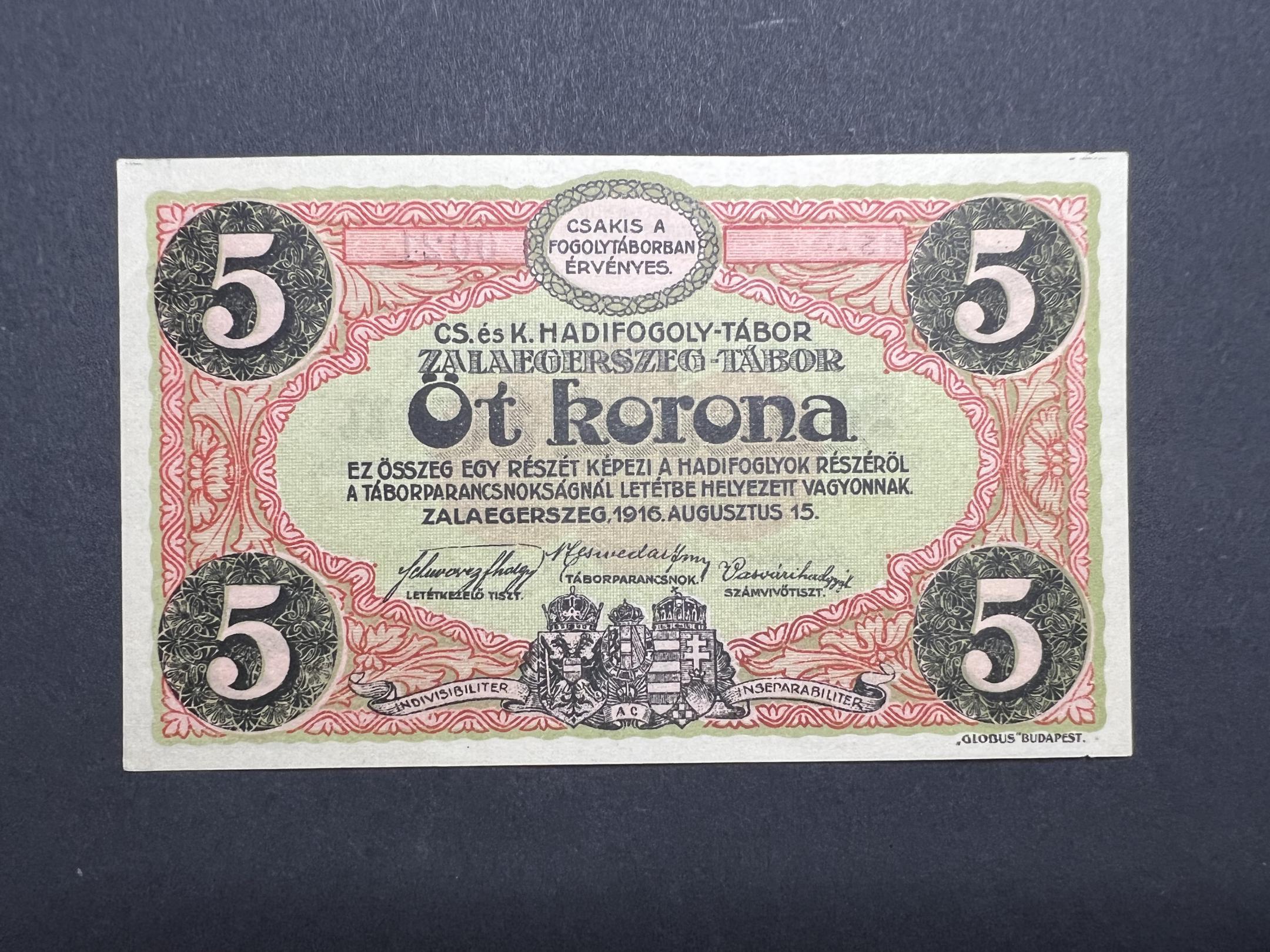 Zalaegerszeg Hadifogoly-tábor 5 Korona (1916)UNC 