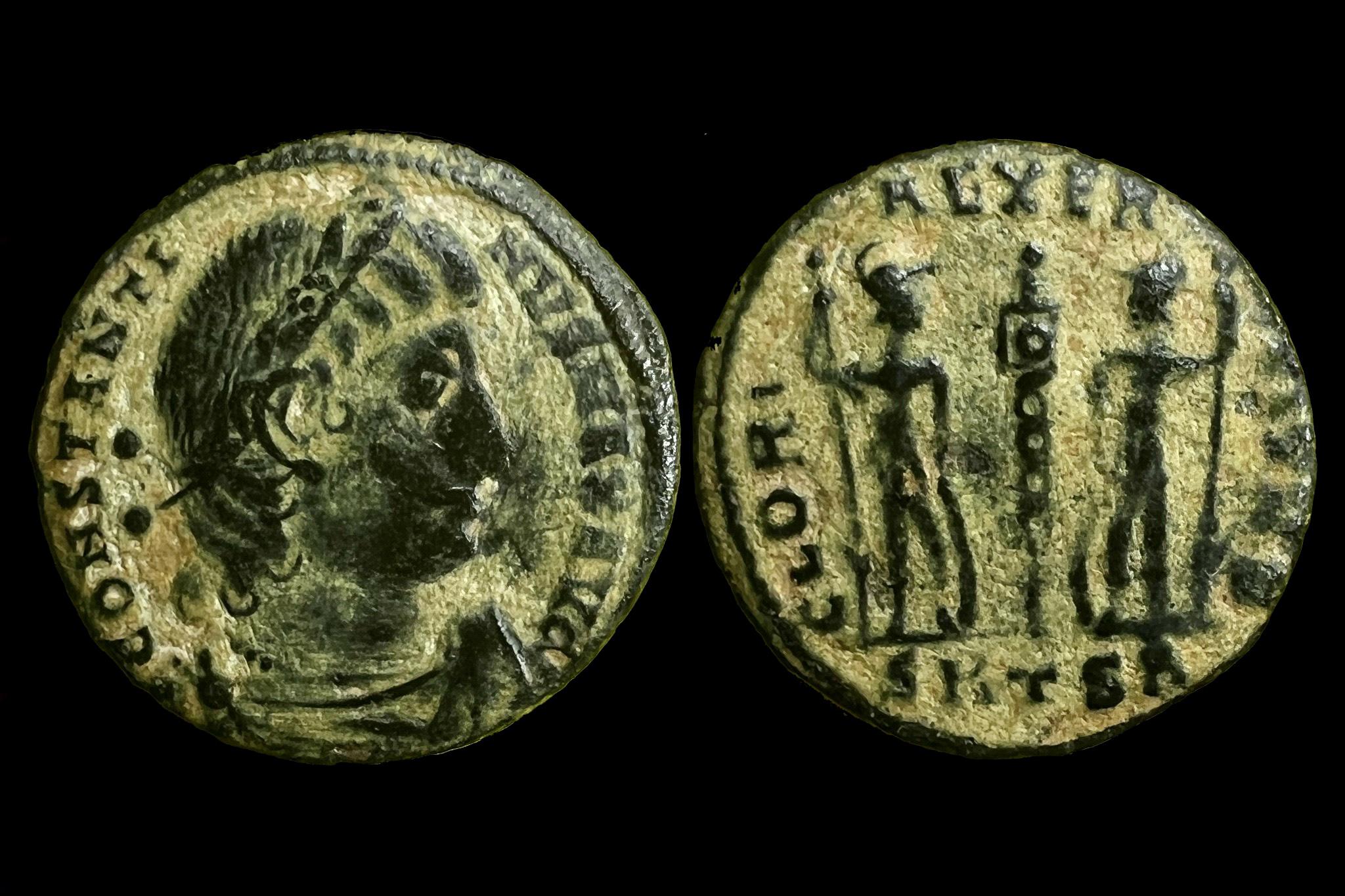 I. Constantinne (i.sz.335-337) sivatagi patina follis RIC VII Nic199