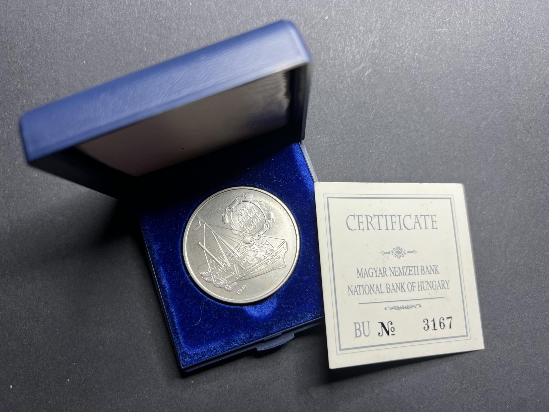 Régi dunai hajók 500 Ft ezüst pénzérme (1993) BU