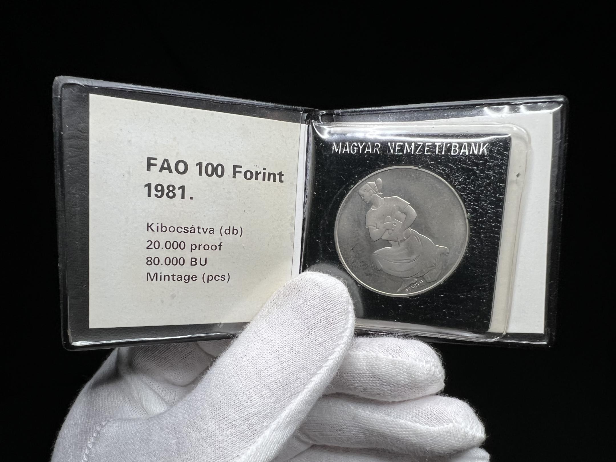 FAO 100 Forint emlékérme (1981) dísztokban