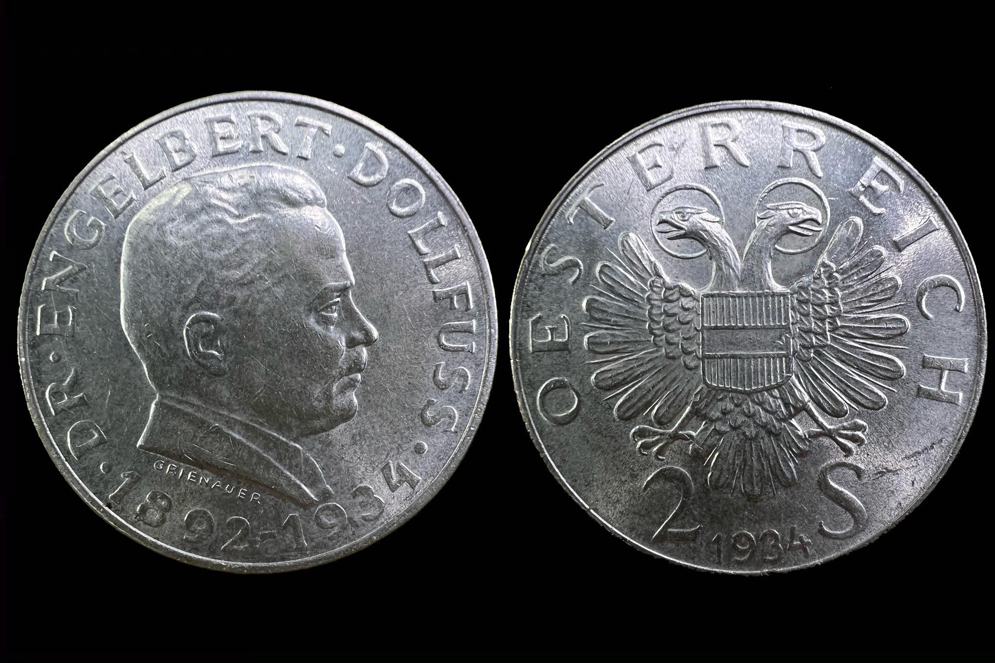 Engelbert 2 Schilling (1934) Ausztria 