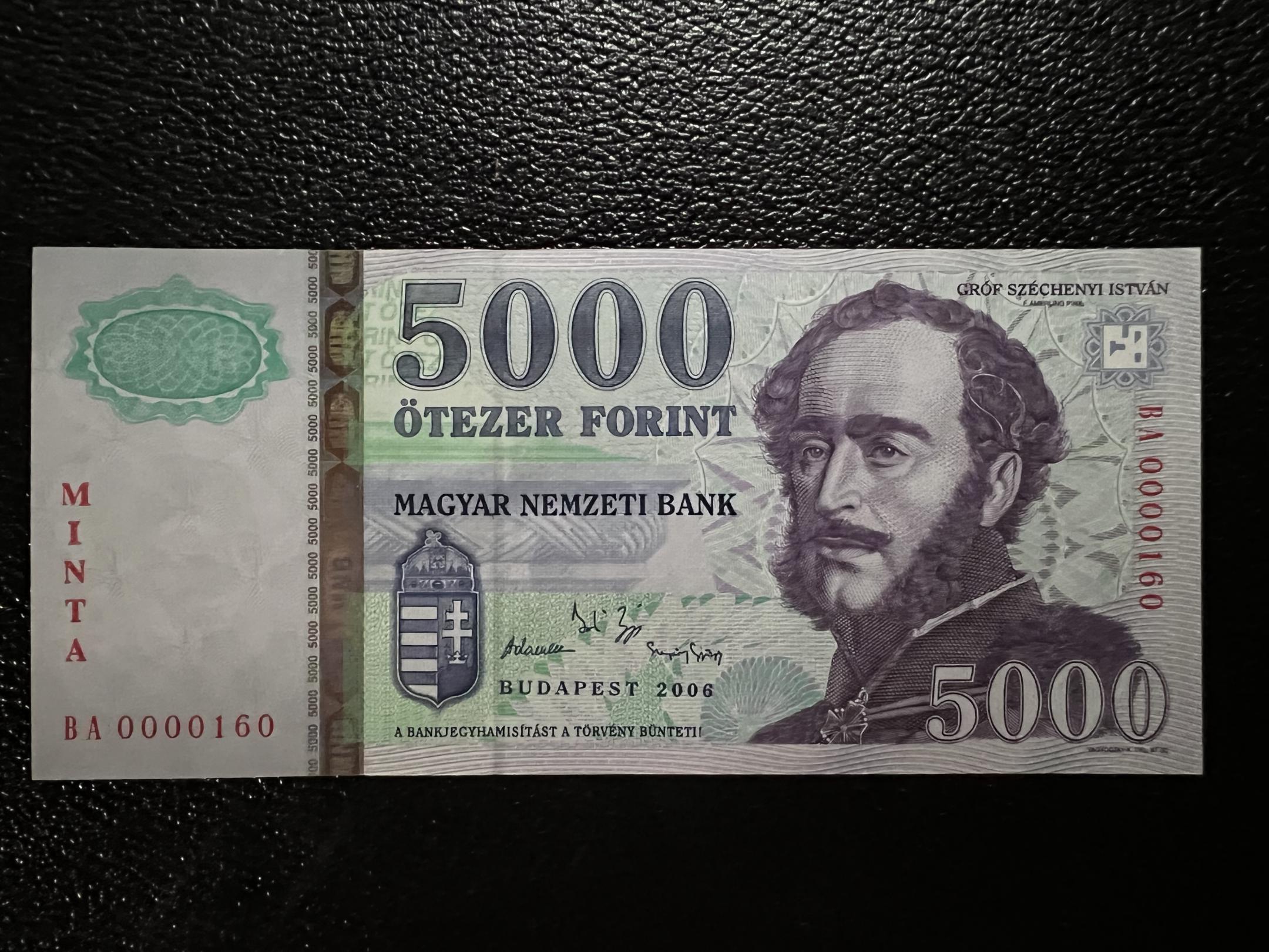 5000 Forint MINTA BA UNC alacsony sorszám 00160 (2006) Adamo F57BM2