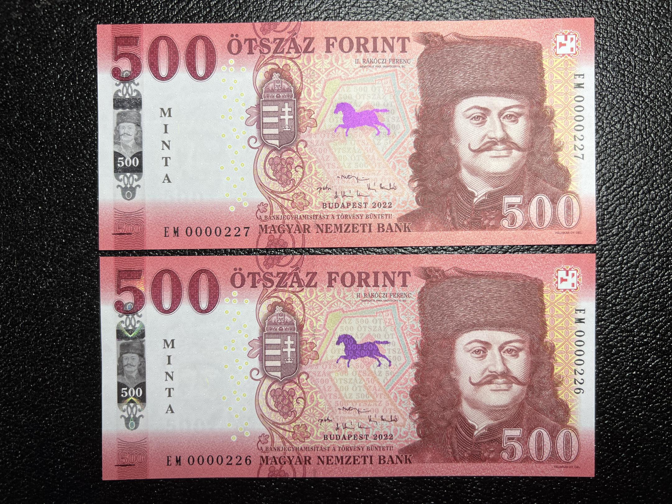 500 Forint MINTA EM UNC (2022) sorszámkövető