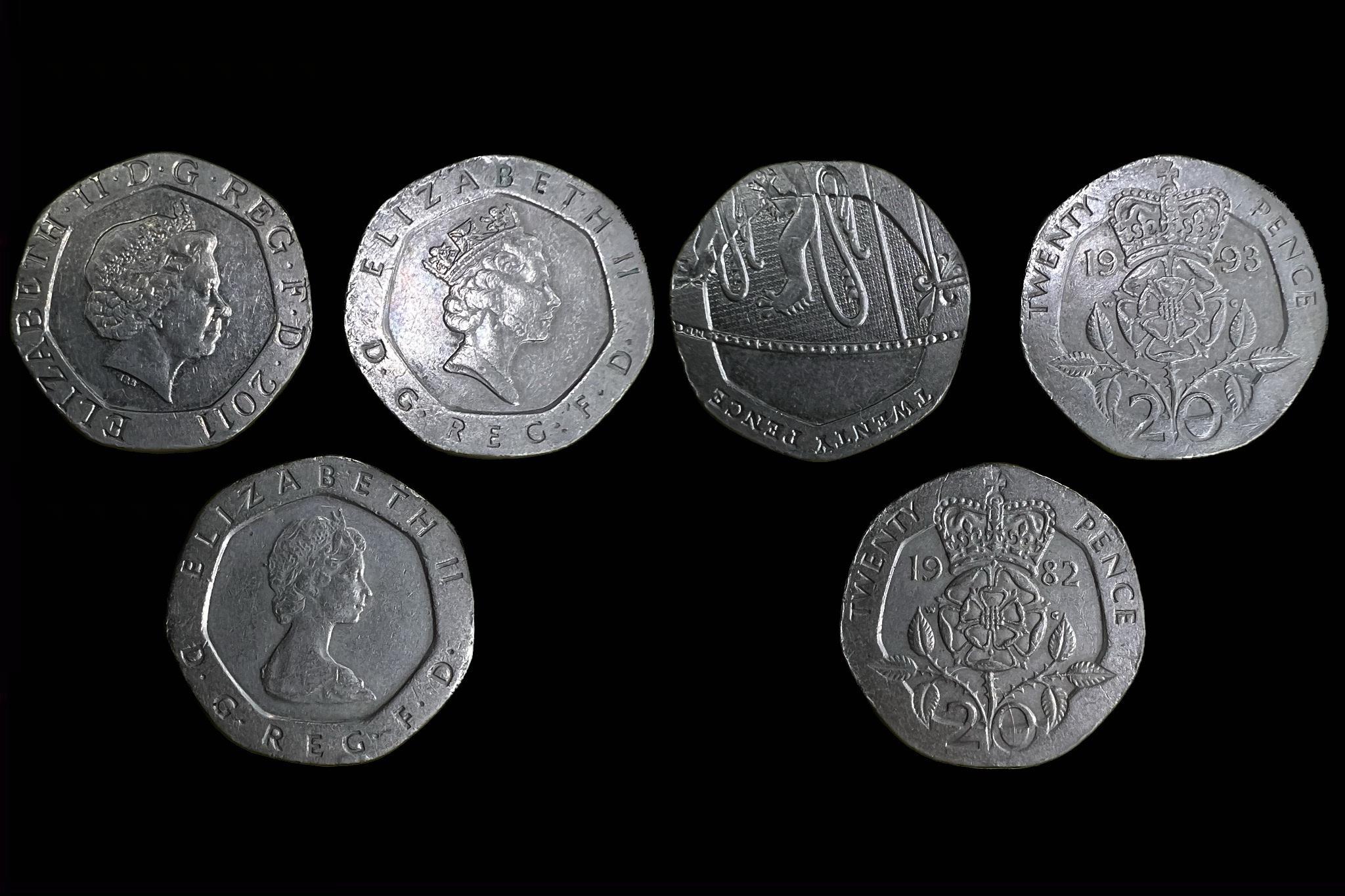 Angol 20 Pence lot 3db 