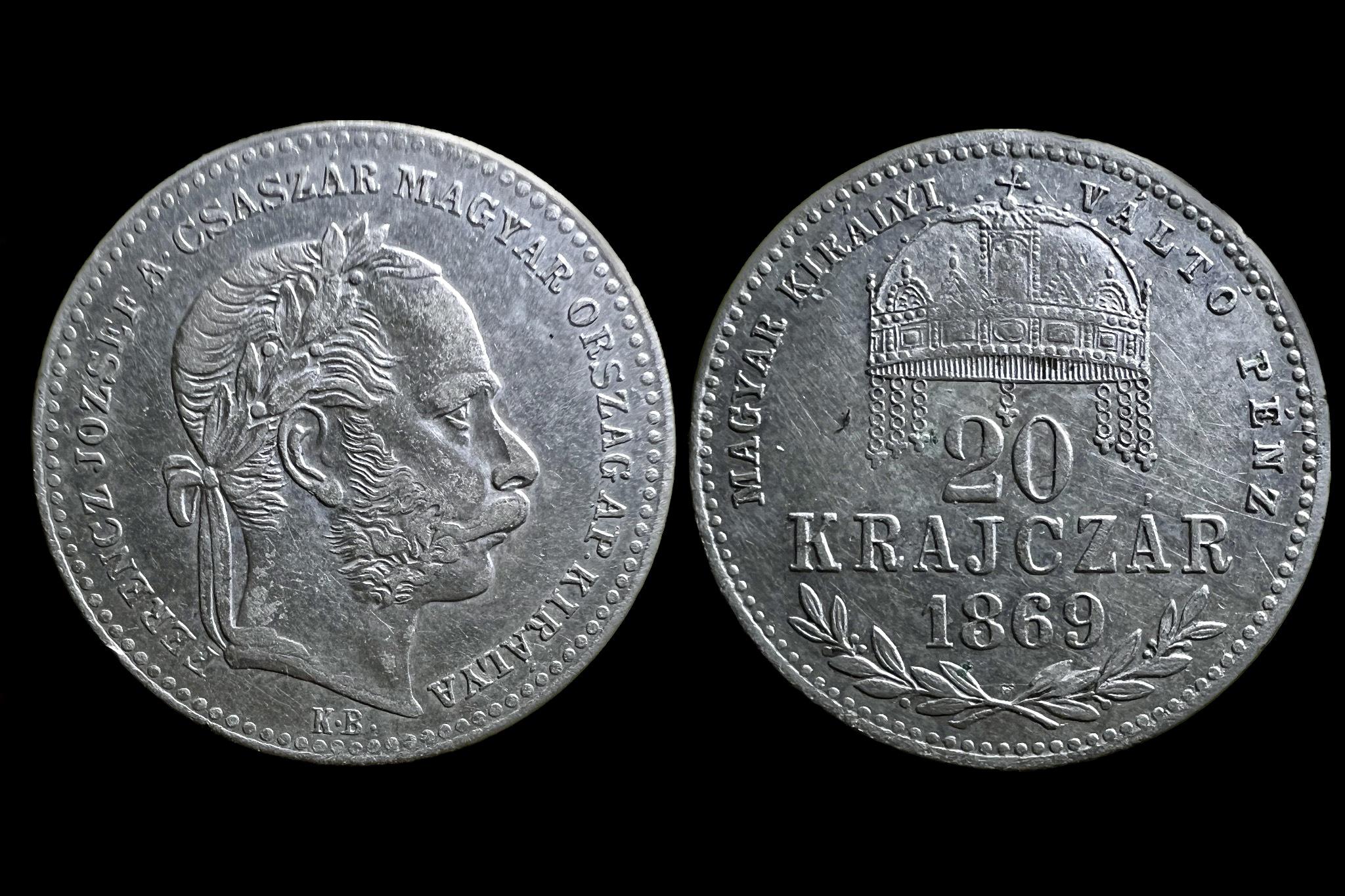 Franz Joseph 20 Krajcár (1869) KB