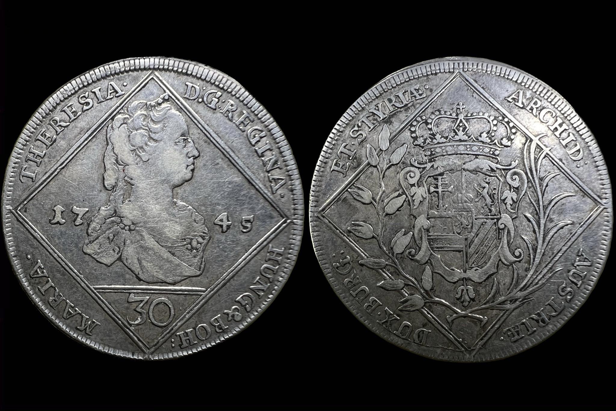 Maria Theresia   ia 30 Krajcár (1745) Graz Her.785 