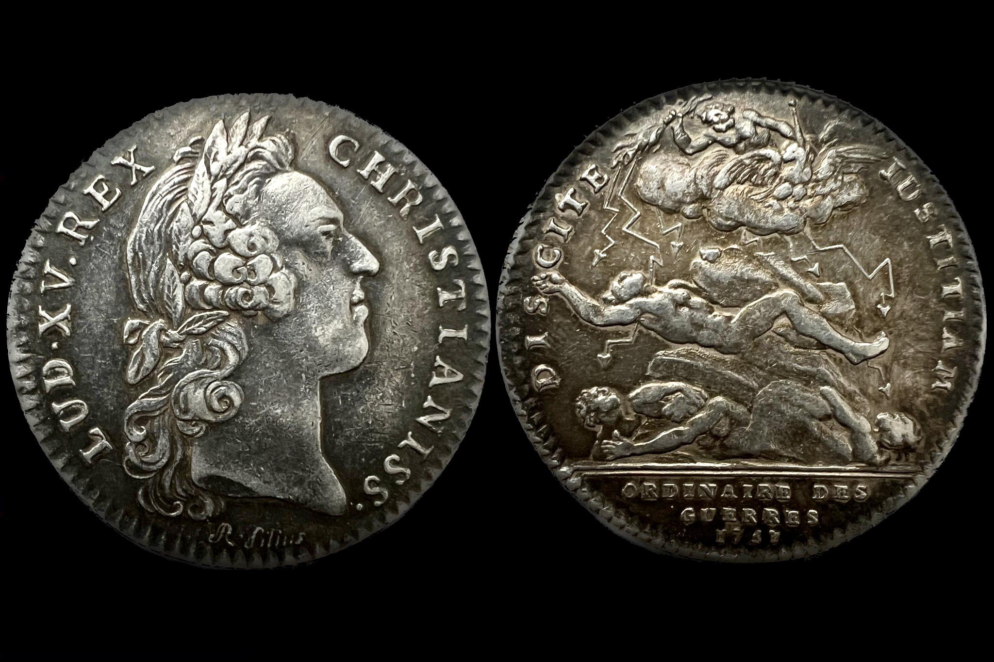 XV. Lajos (1757) zseton (patina) Feuardent 608 