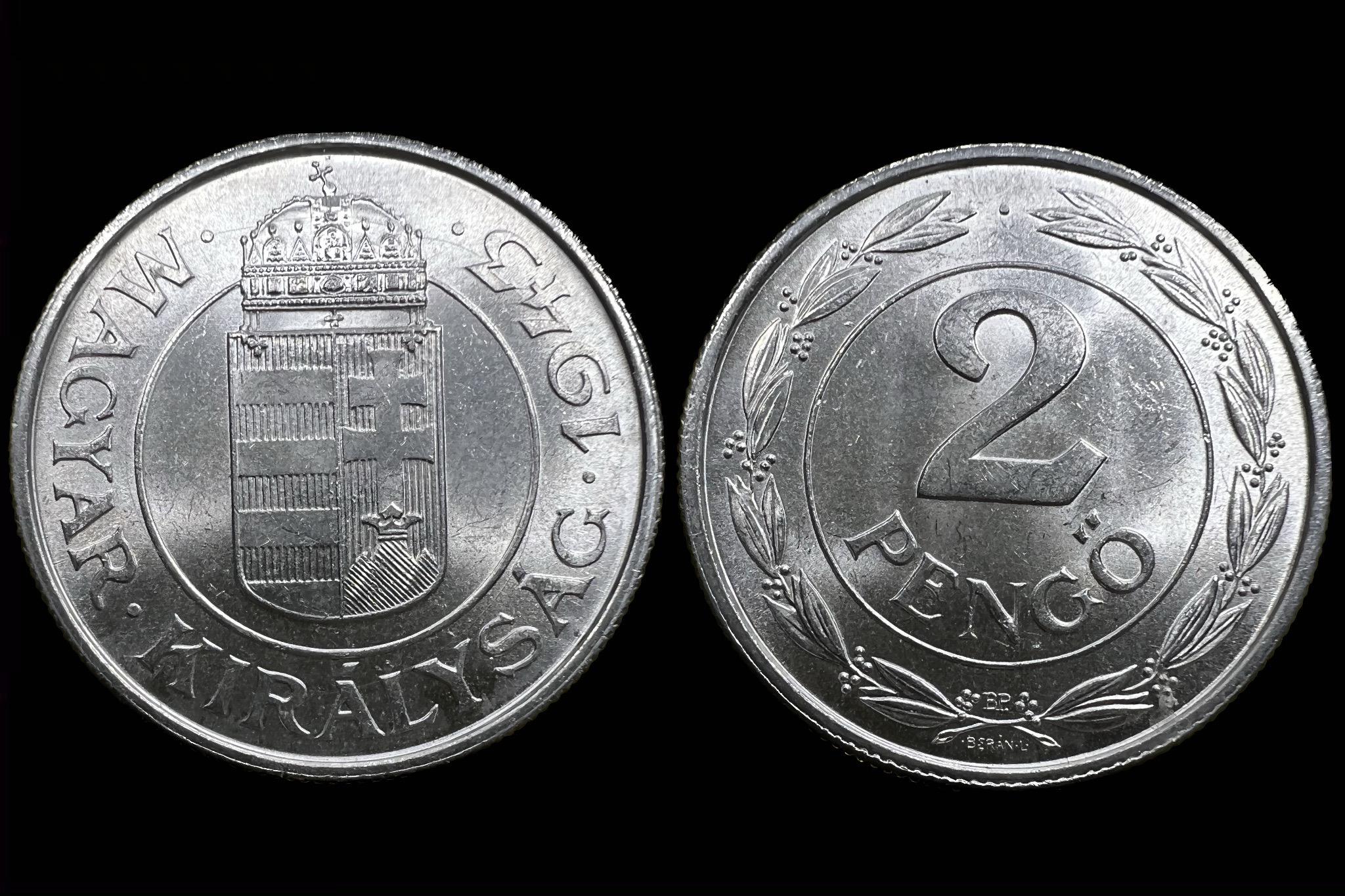 (1943) 2 pengő UNC Adamo P7.4 