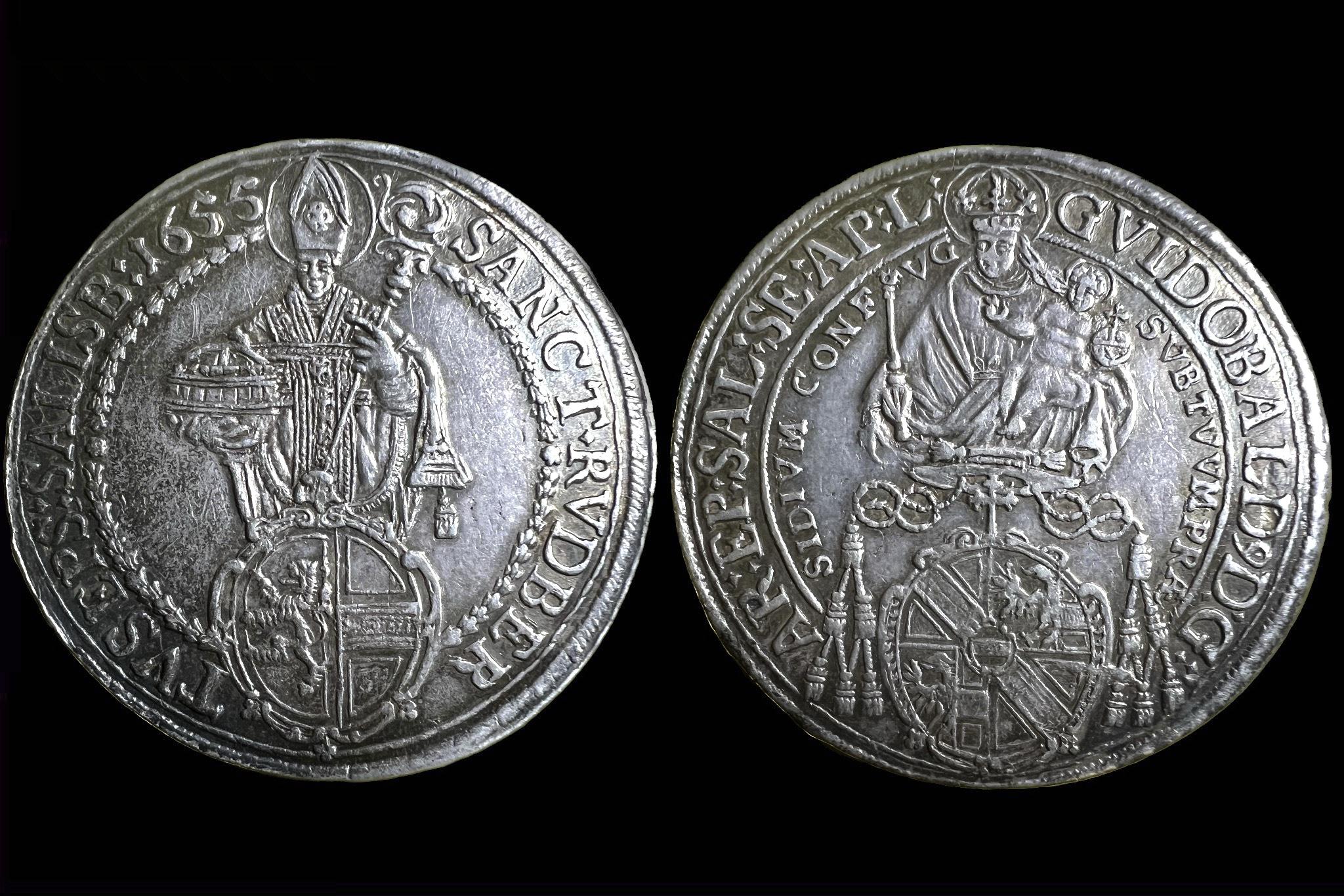 Guidobald Thun-Hohenstein Salzburgi érsekségi Tallér (1655) extra patina Zöttl 1793 