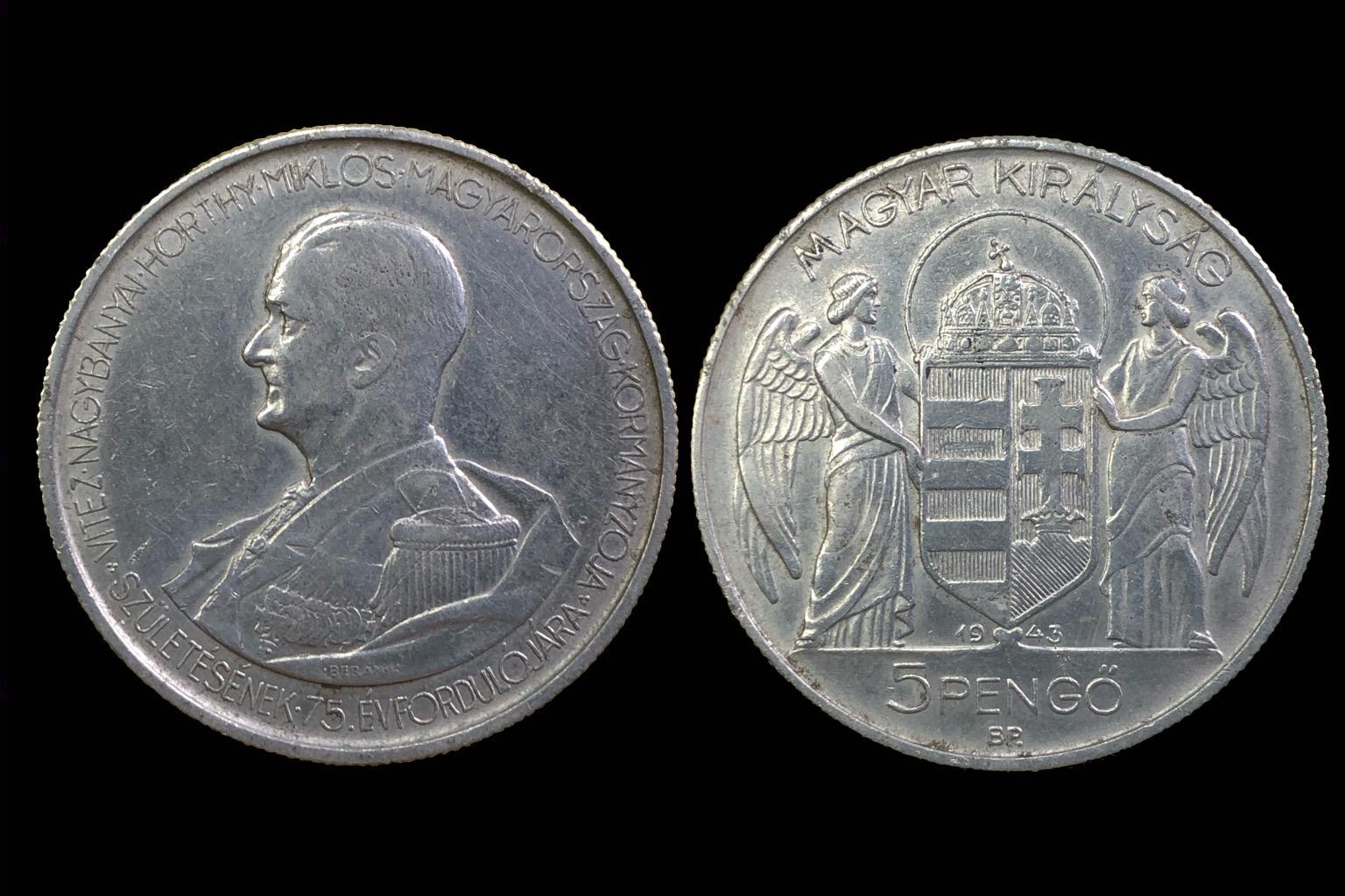 (1943) Horthy 5 pengő Adamo P8.3