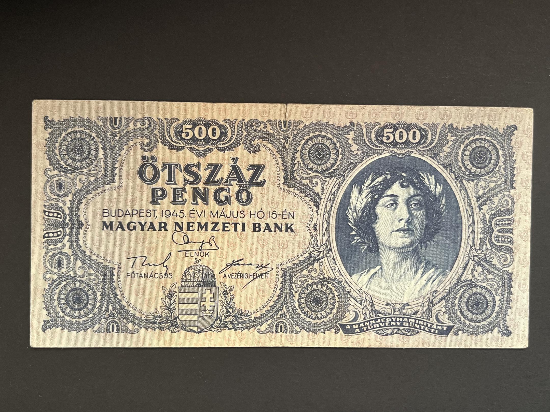 Ötszáz Pengő (1945K)VF Adamo P19