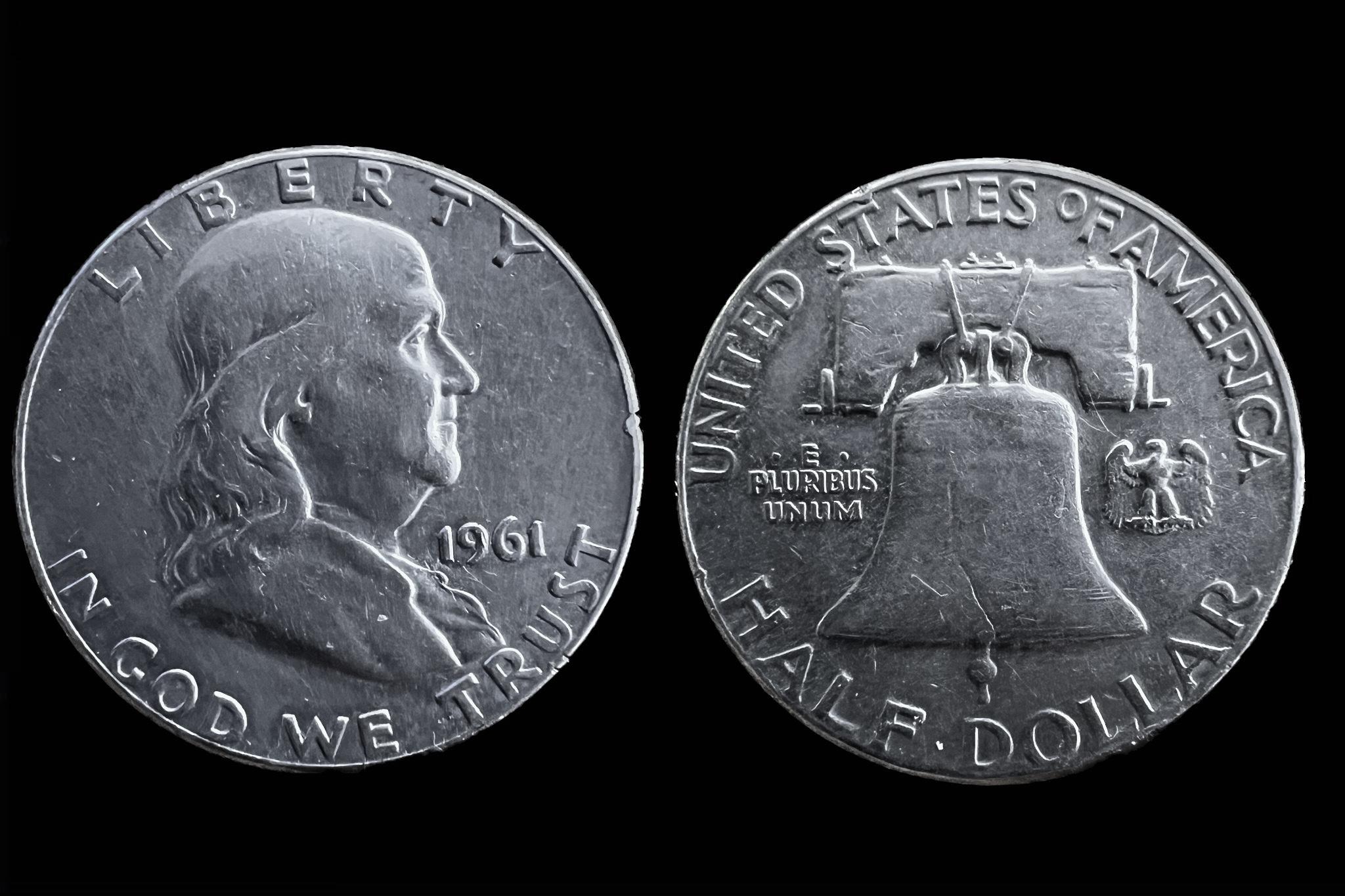 Benjamin Franklin 1/2 dollár (1961) Schön200 