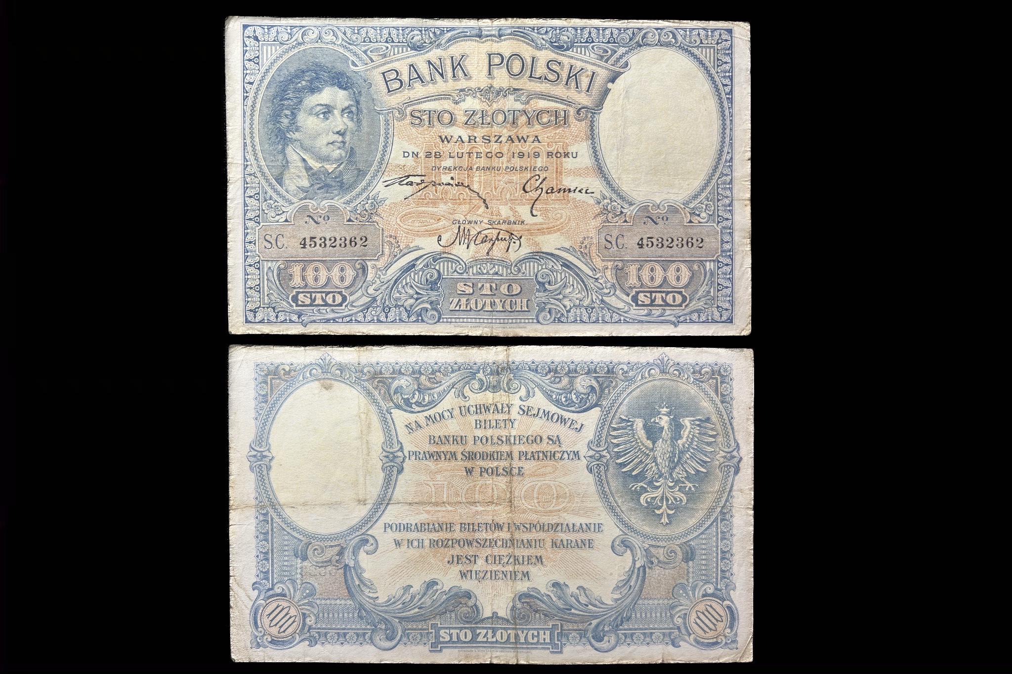 Lengyelország 100 Zlotych (1919)SC VF 