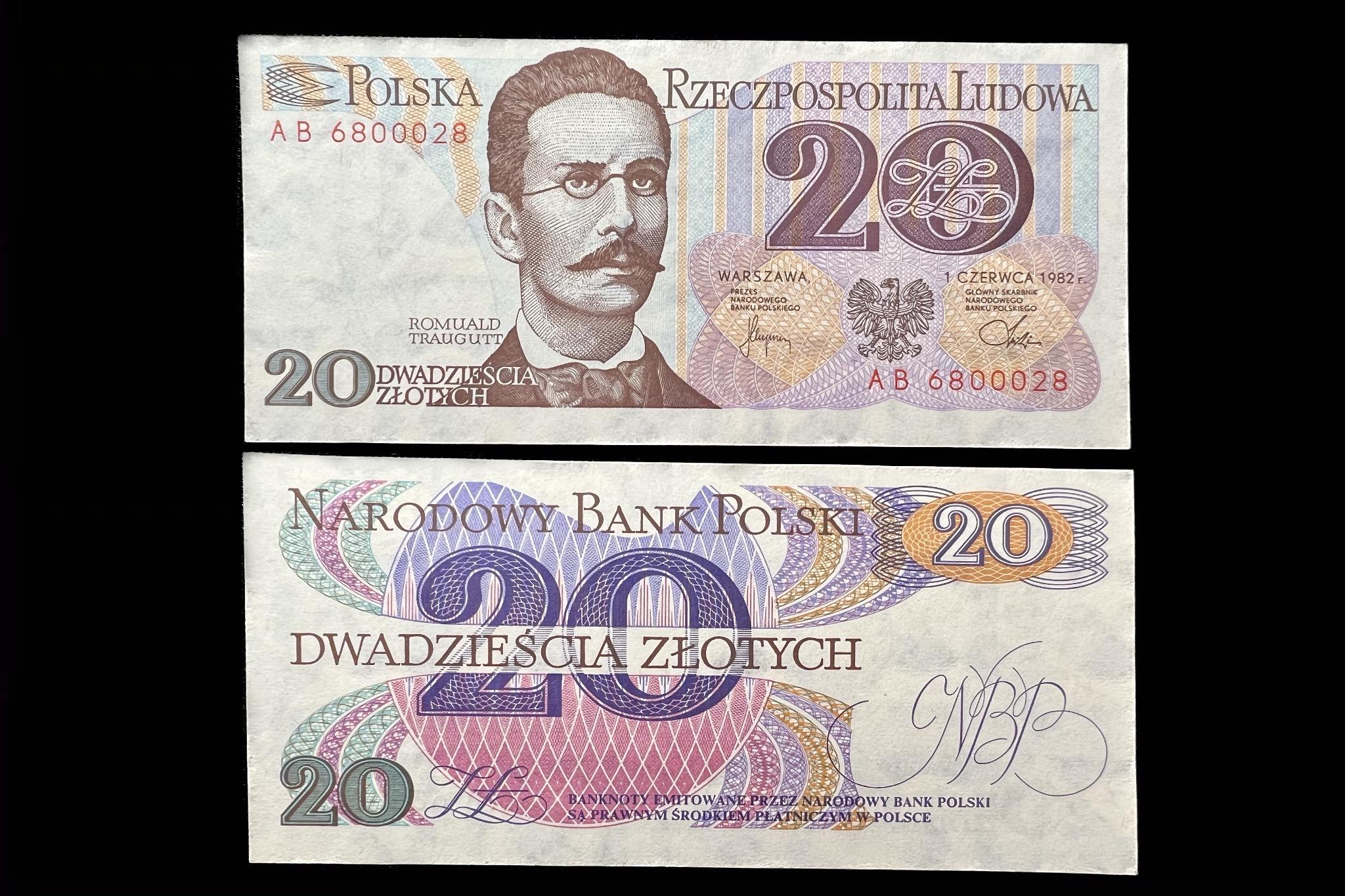 Lengyelország 20 Zlotych (1982)AU UNC 