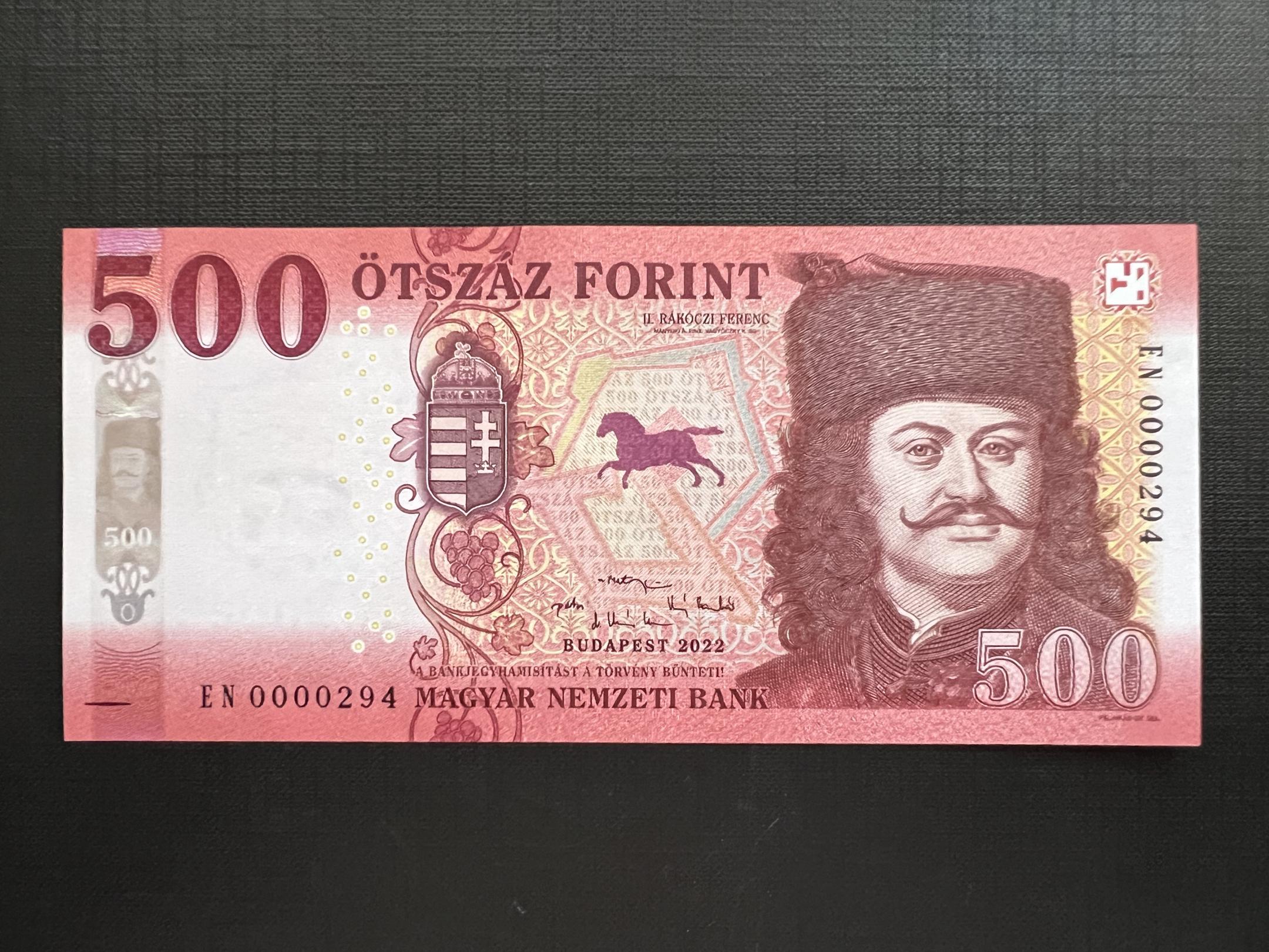 500 Forint (2022) EN 00294 alacsony sorszám UNC 