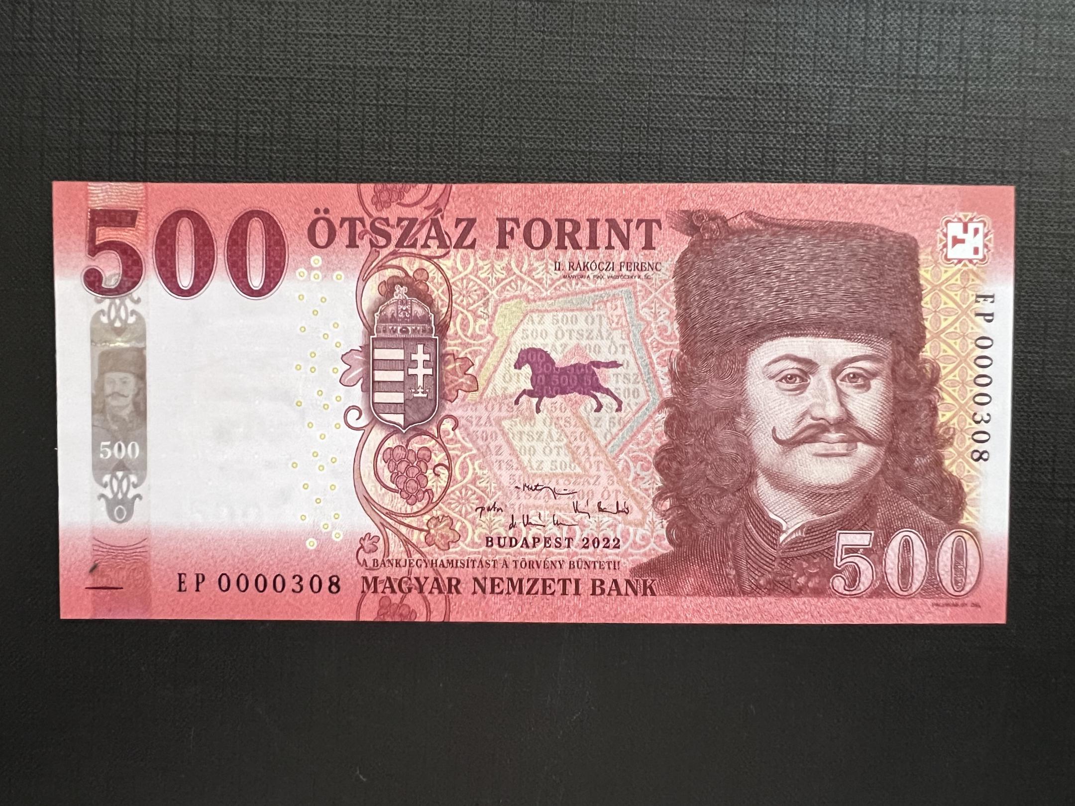 500 Forint (2022) EP 00308 alacsony sorszám UNC