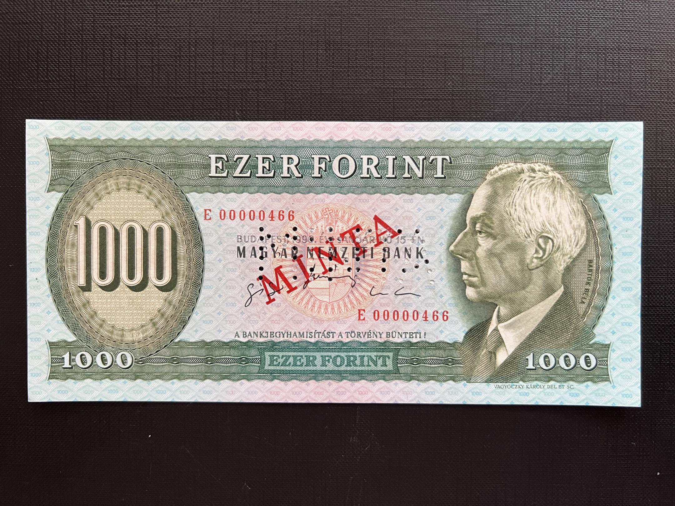 1000 Forint Minta E 00466 UNC (1996) Adamo F48M 