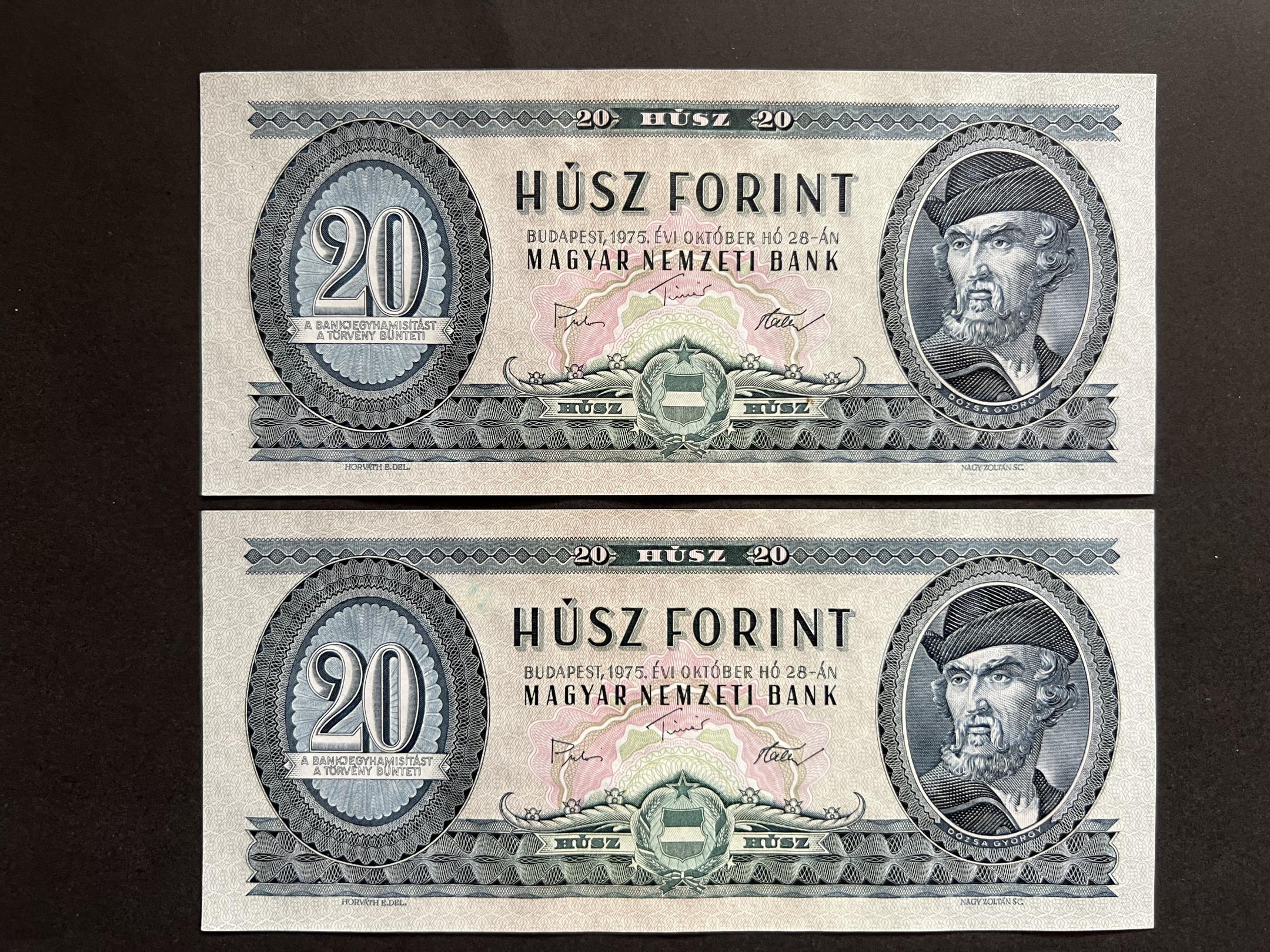 20 Forint (1975C) UNC Adamo F16 sorszámkövető