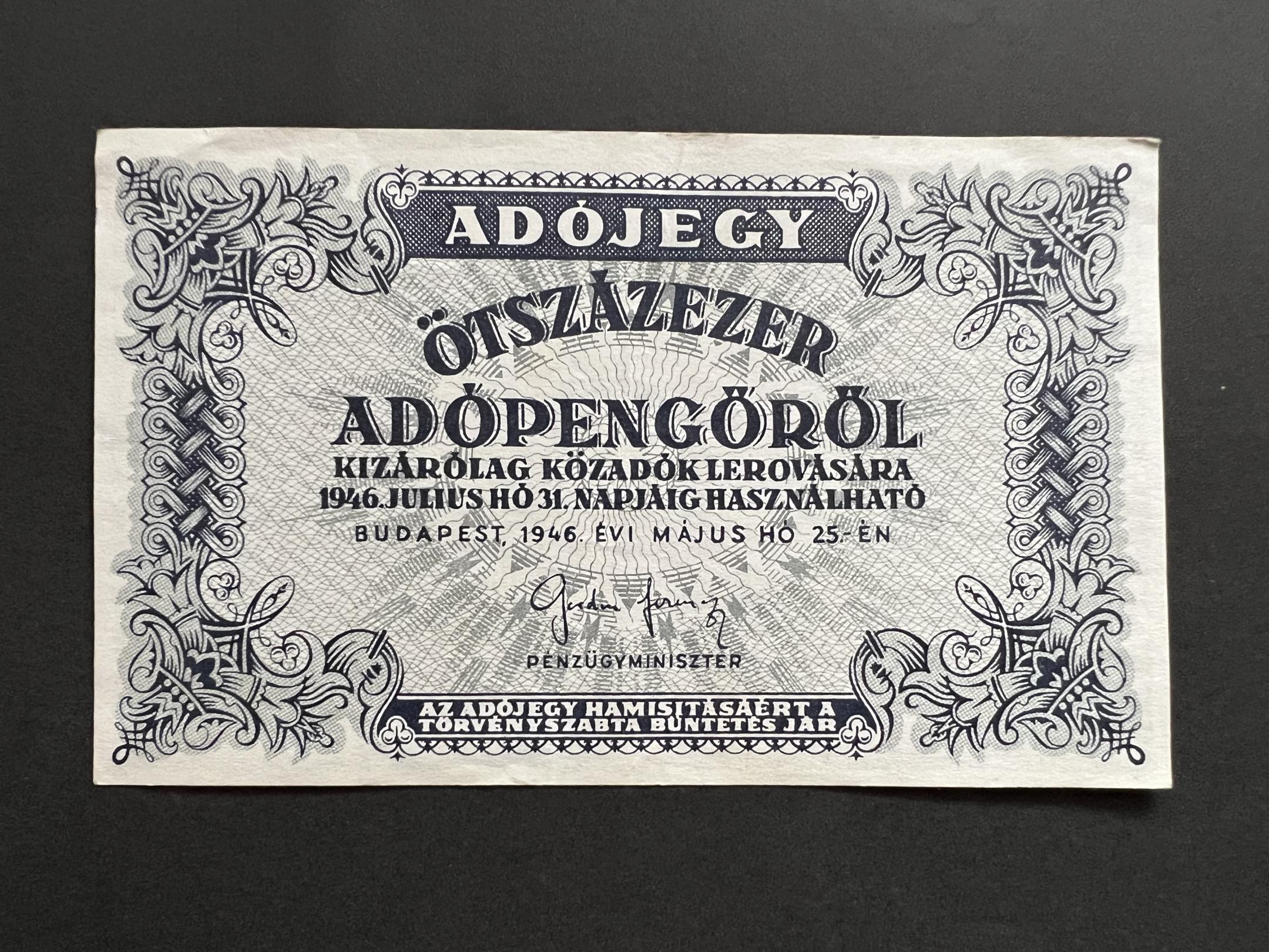 Ötszázezer Adópengő (1946) EF Adamo P52