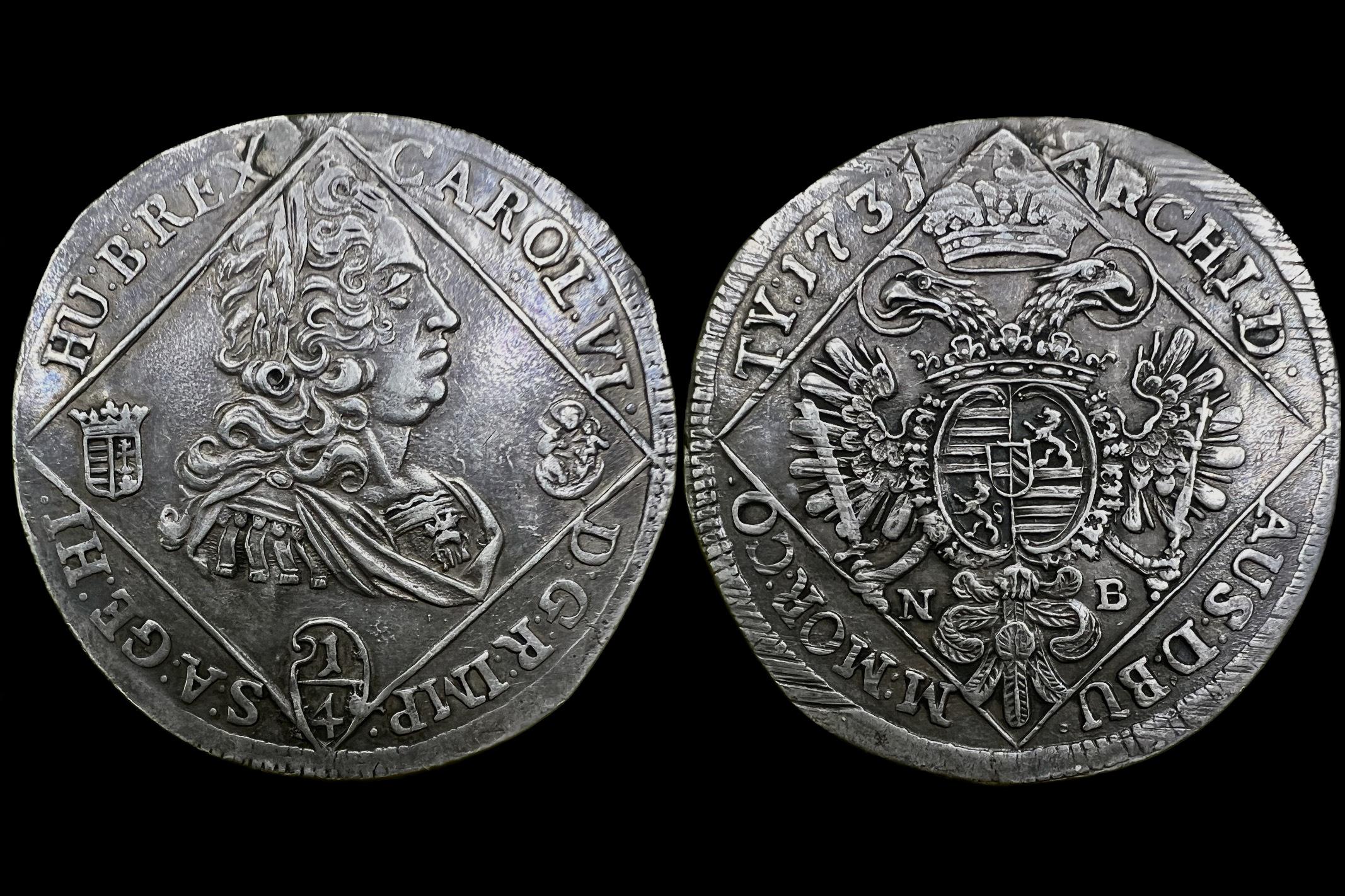 III. Károly 1/4 Tallér (1731) ÉH-1194 Nagybánya 