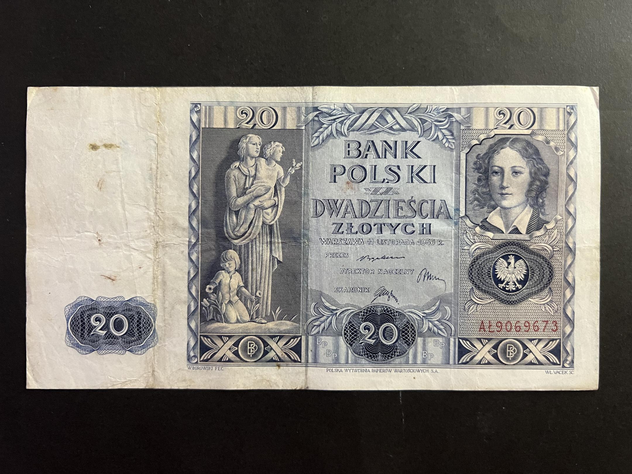 20 Zlotchy (1936)AL Lengyelország VF