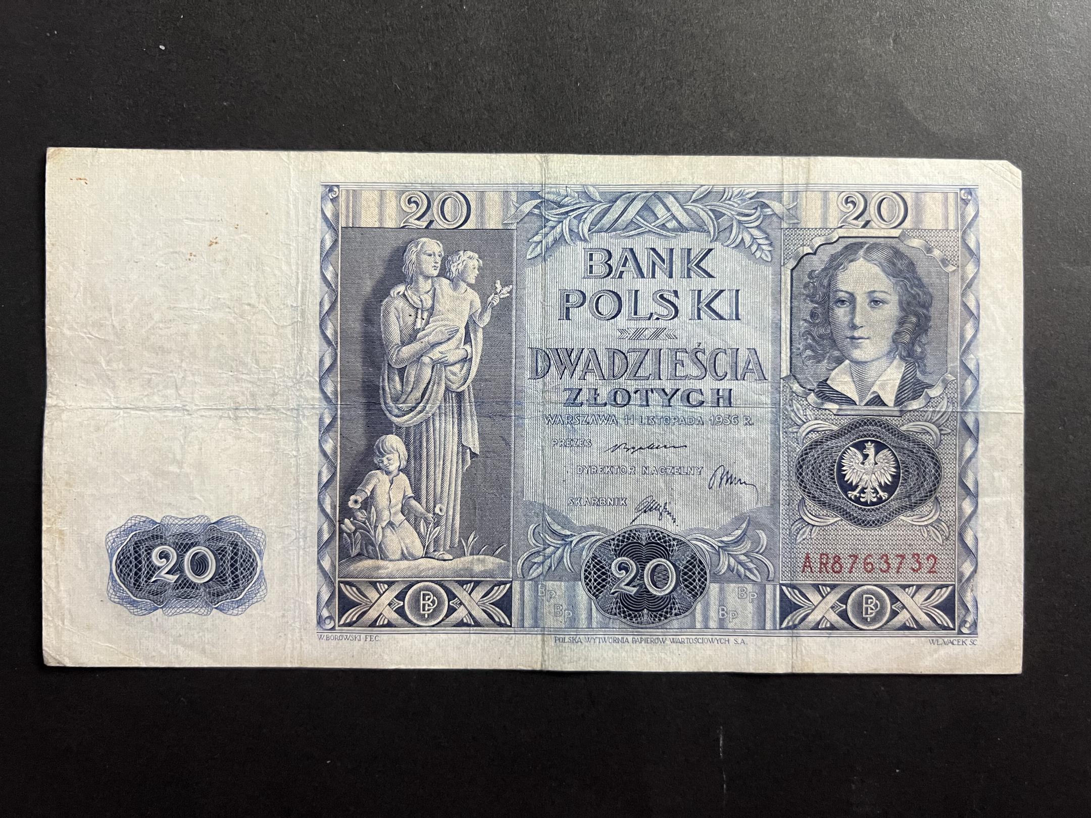 20 Zlotchy (1936)AR Lengyelország VF 