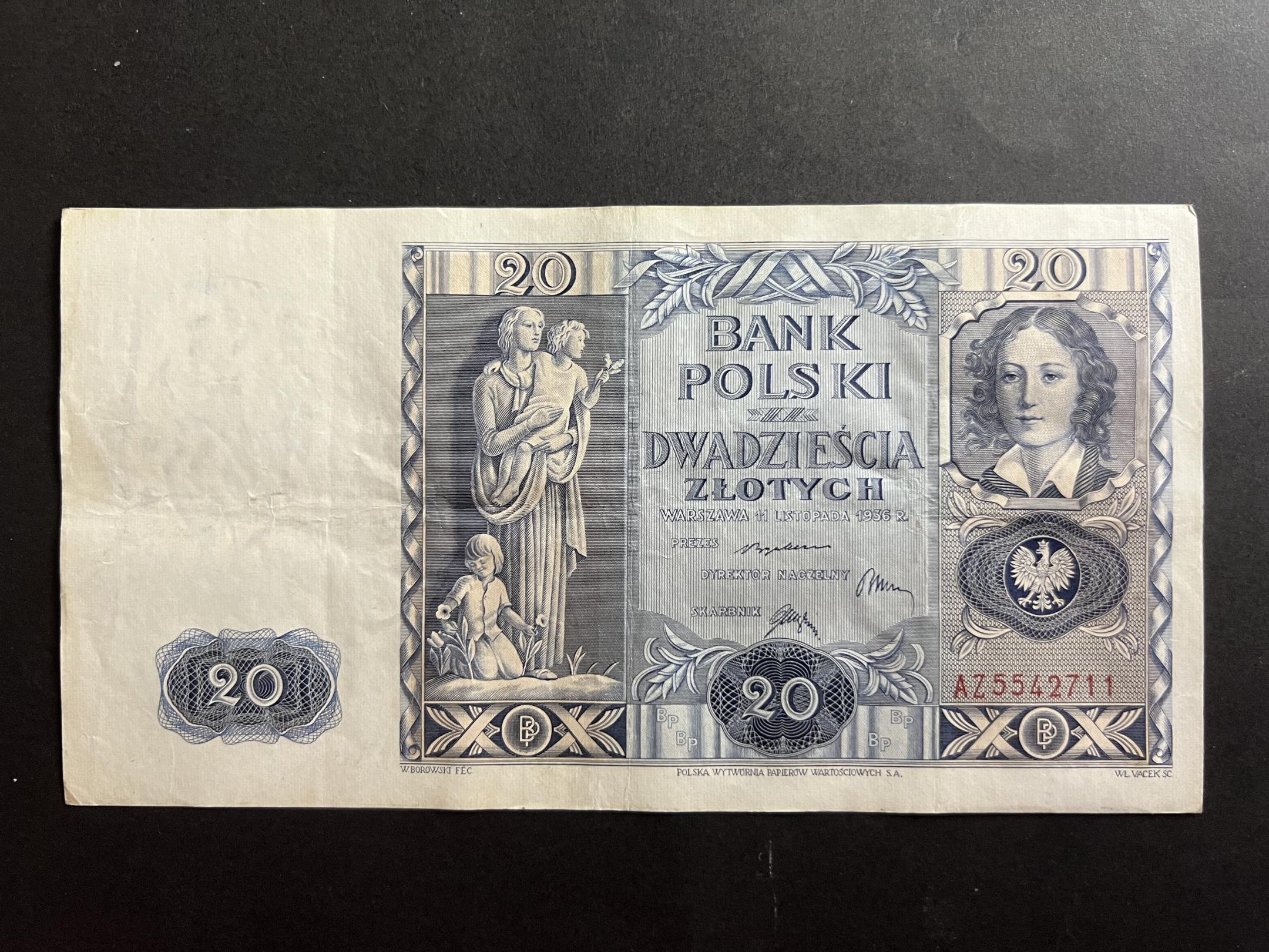 20 Zlotchy (1936)AZ Lengyelország VF