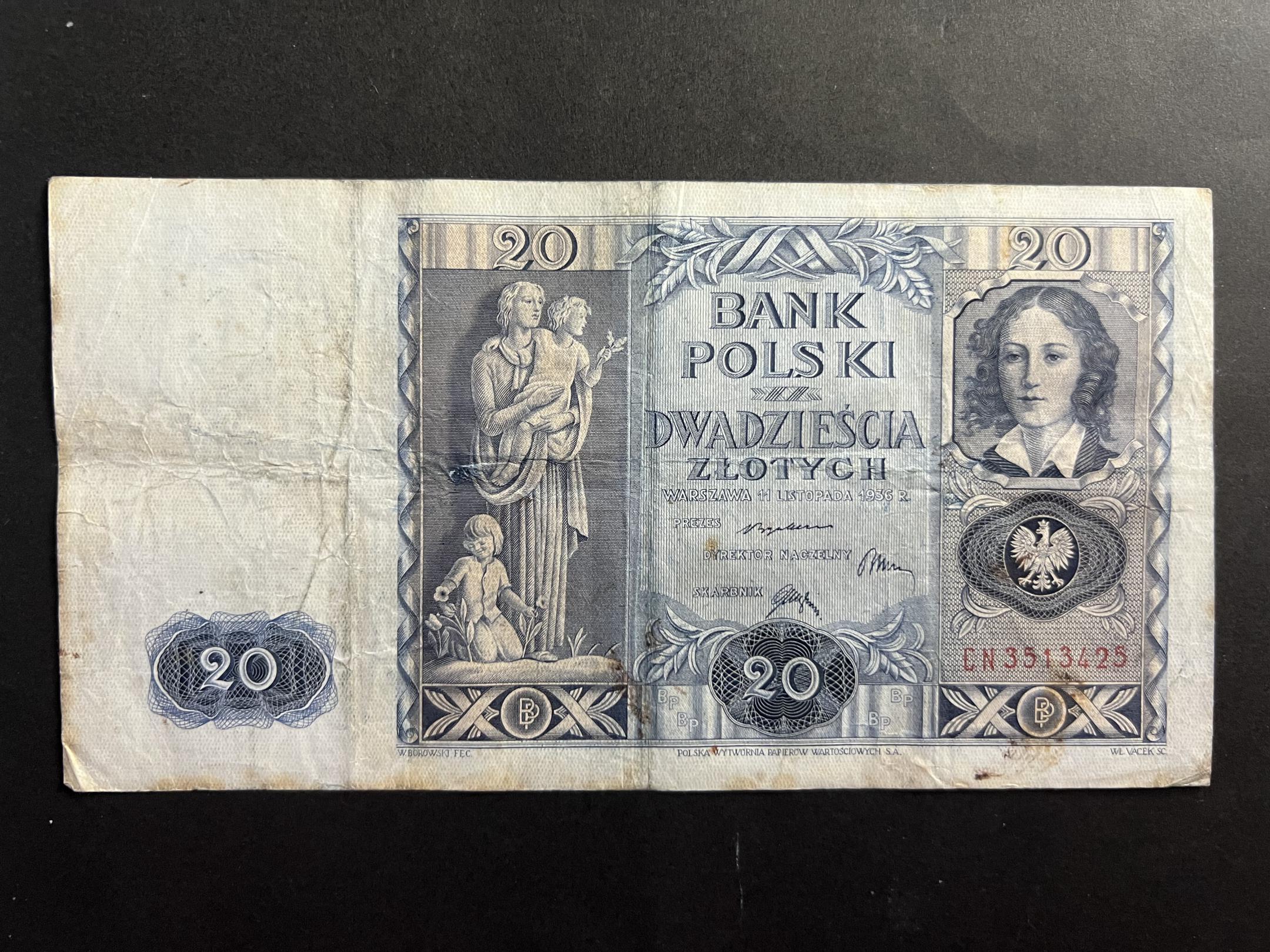 20 Zlotchy (1936)CN Lengyelország F 