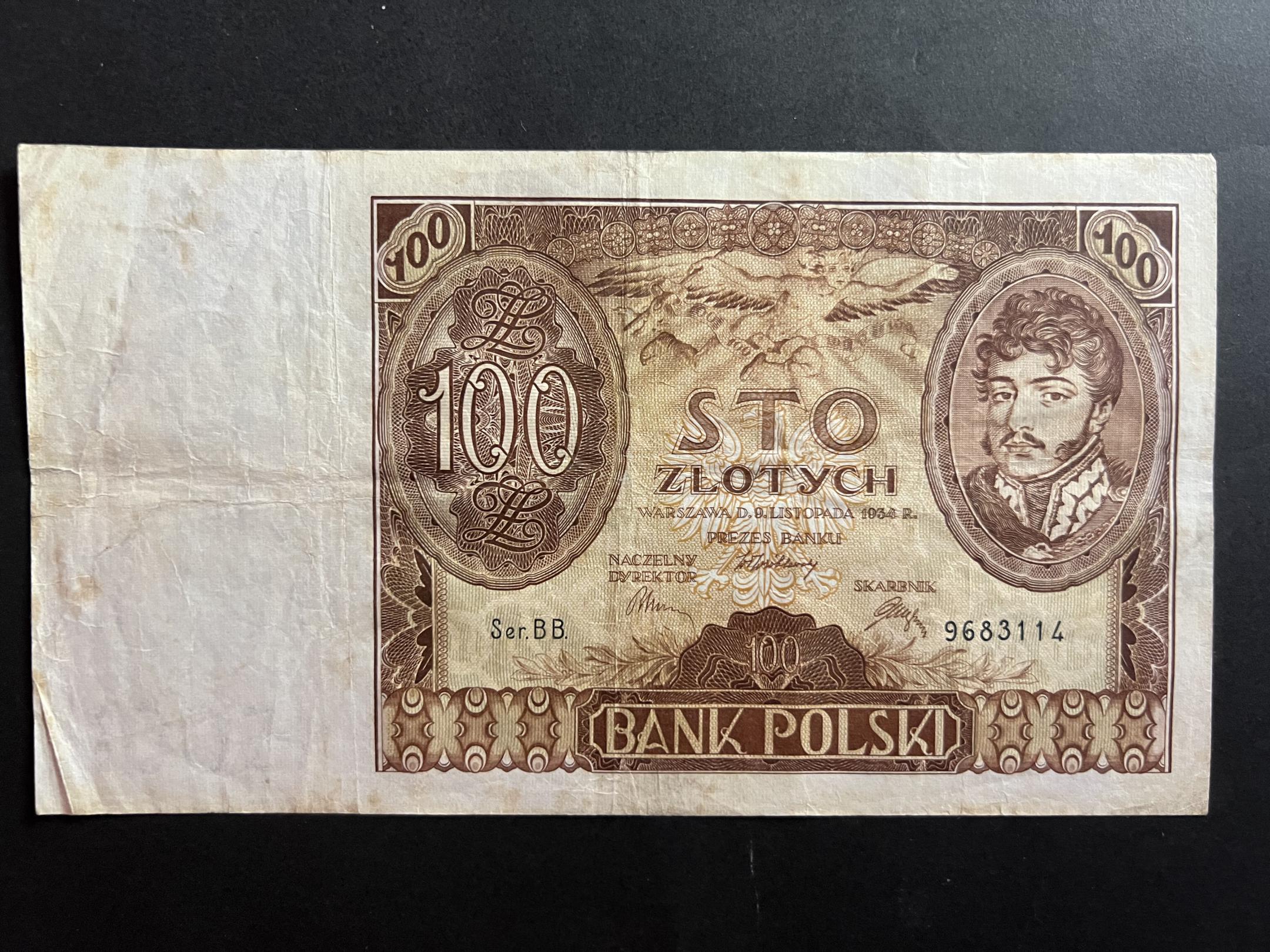 100 Zlotchy (1934)BB Lengyelország VF 