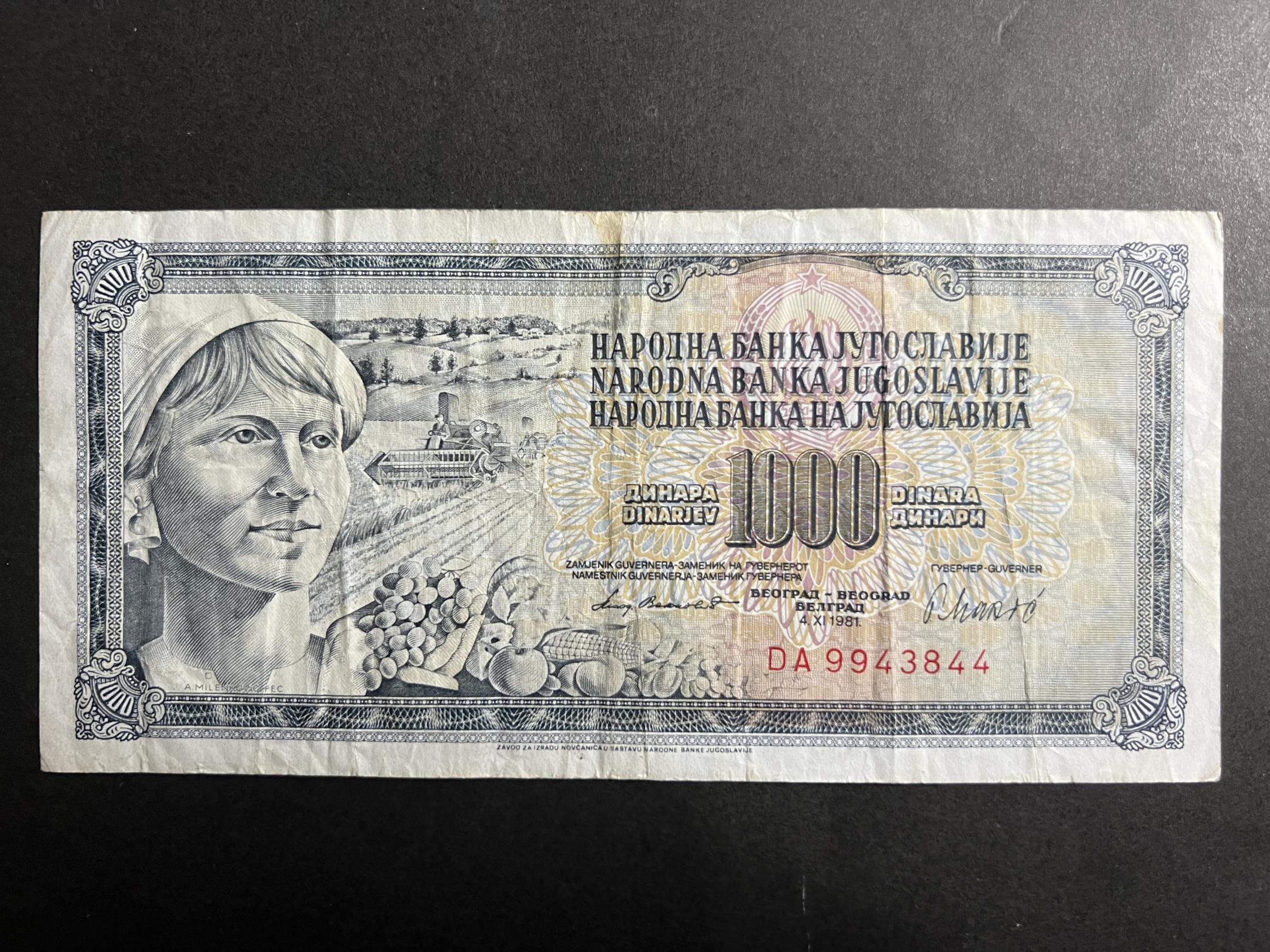 1000 Dínár Jugoszlávia (1981) F