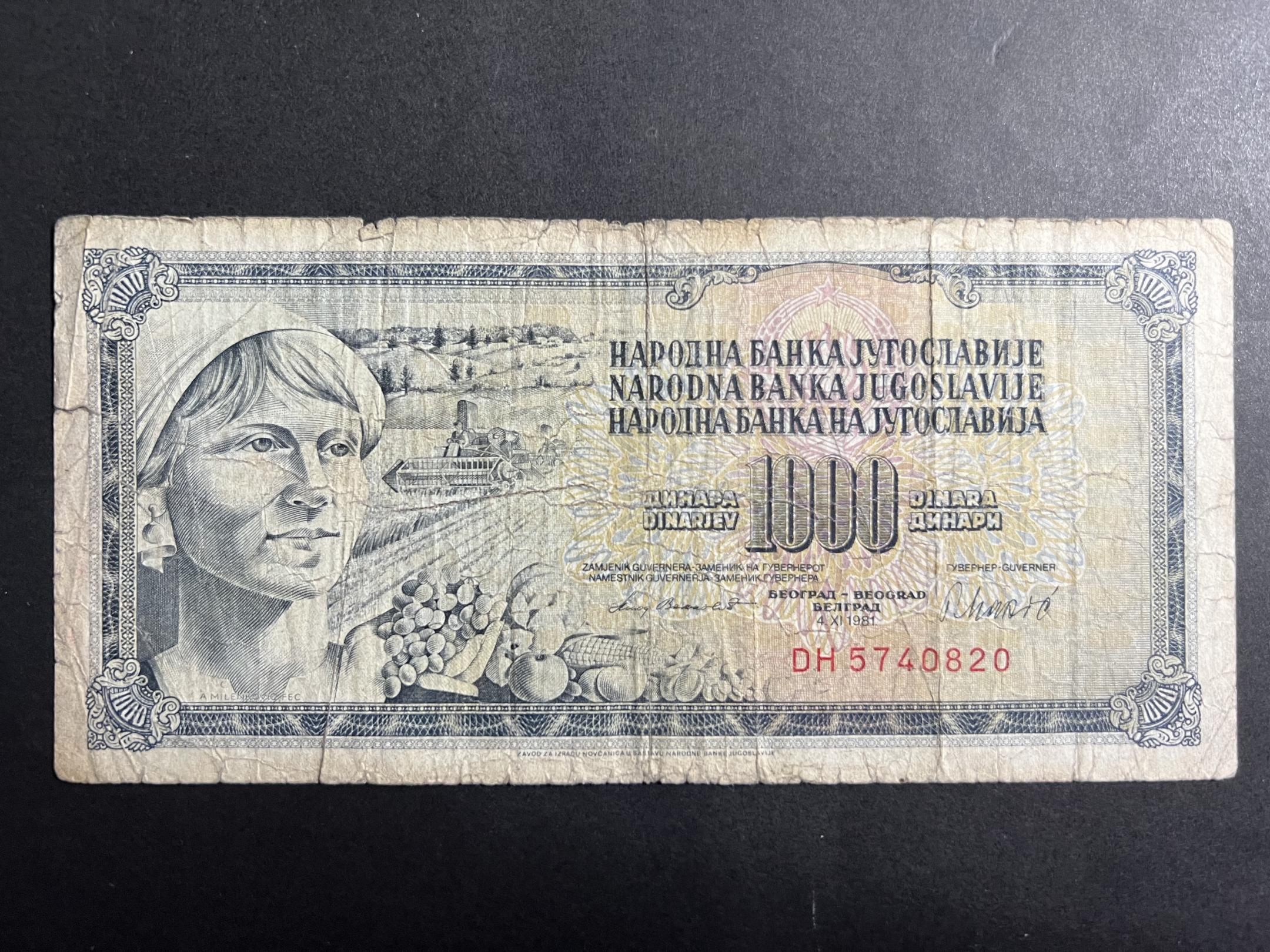 1000 Dínár Jugoszlávia (1981) VG