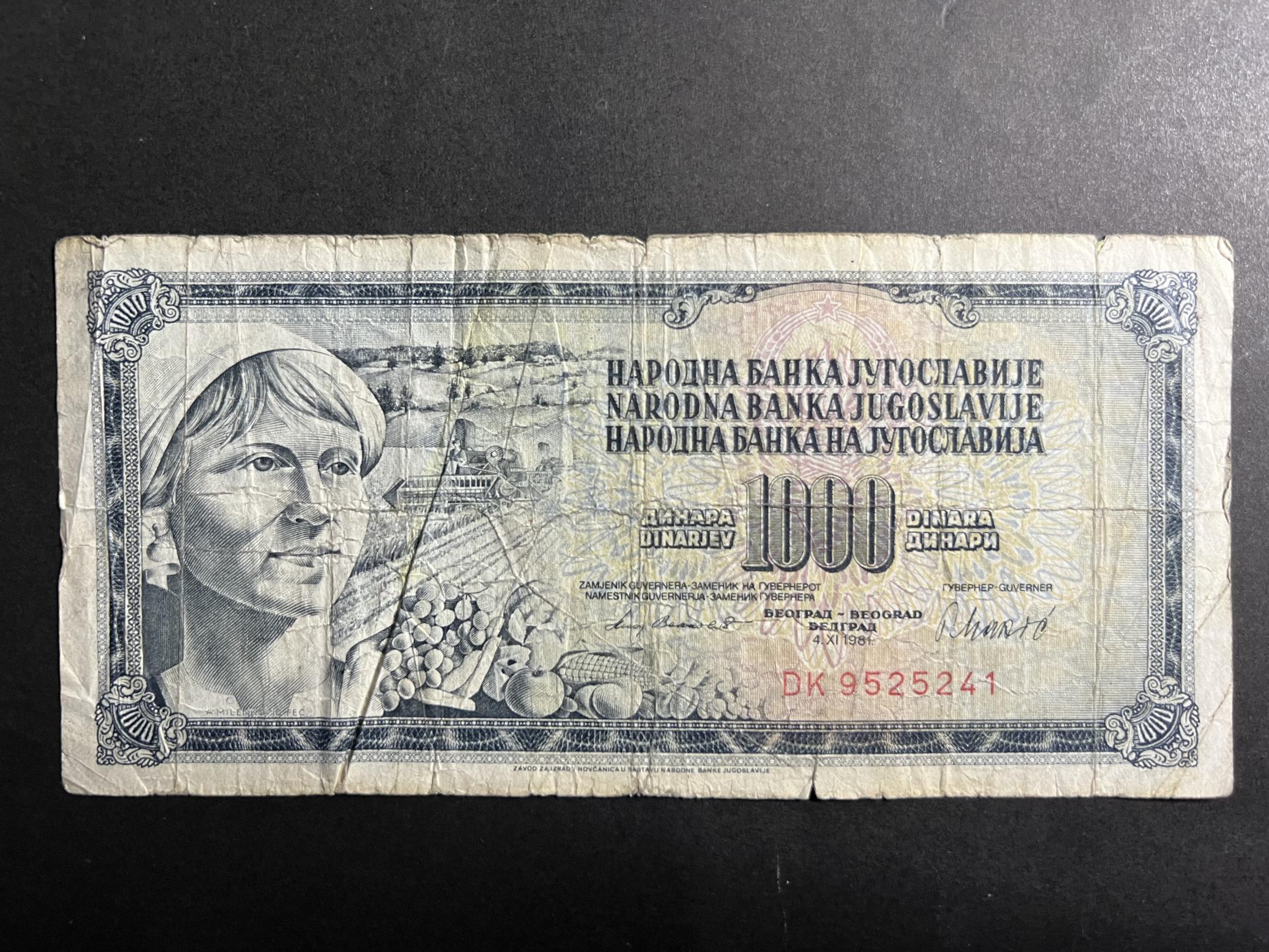1000 Dínár Jugoszlávia (1981) VG 