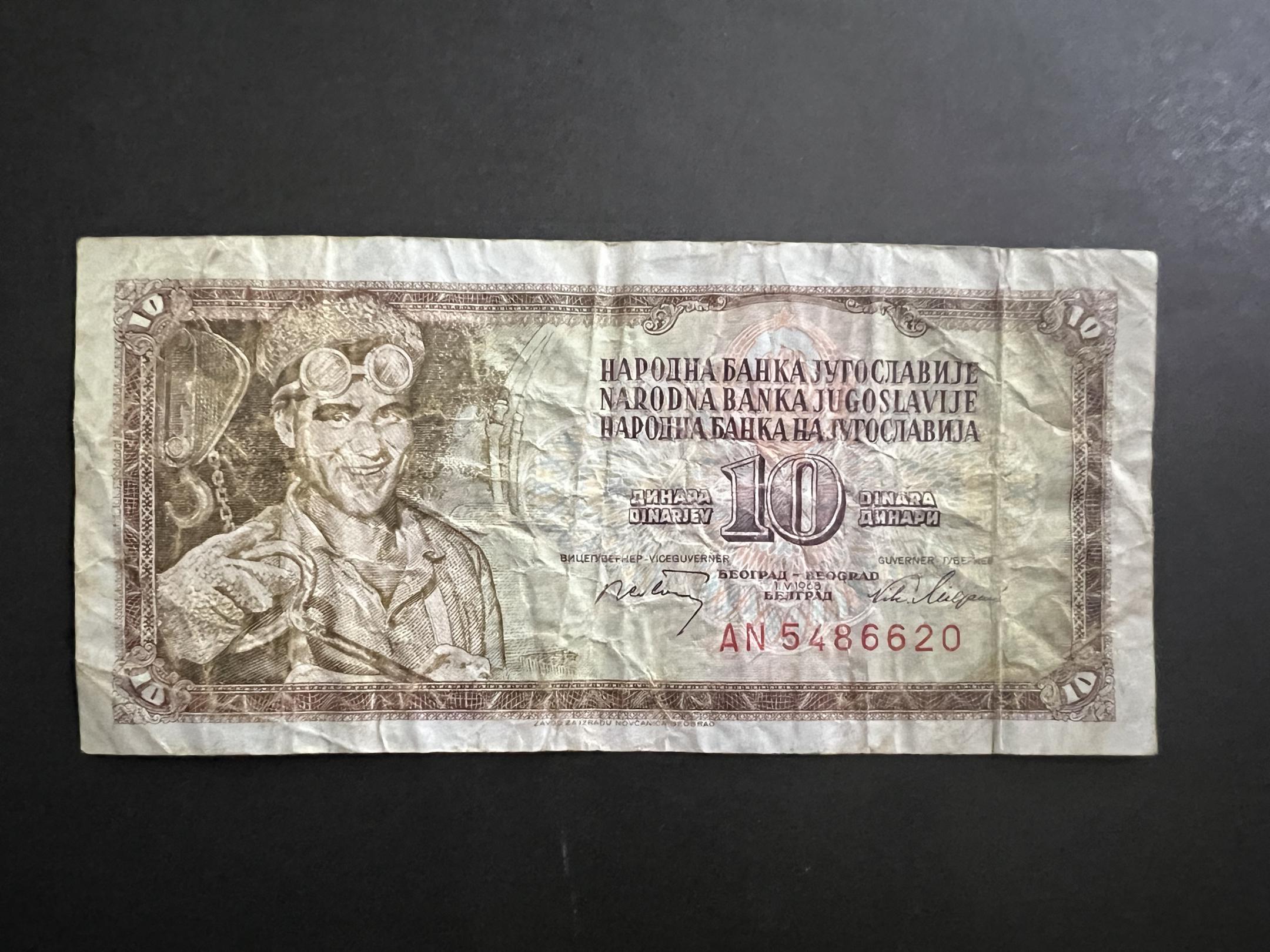 10 Dínár Jugoszlávia (1968) VG 