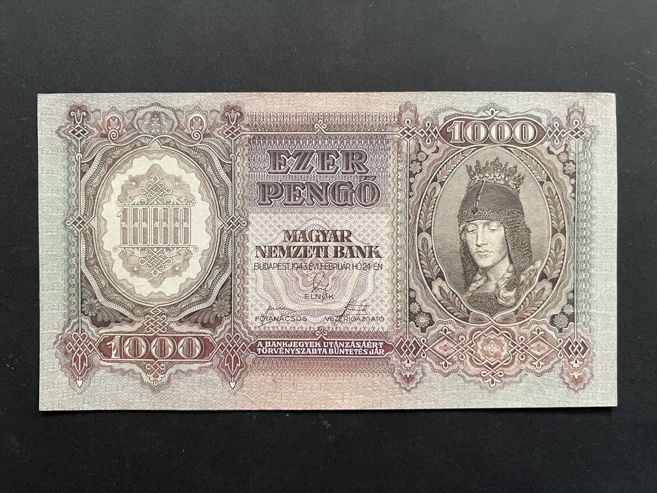 Ezer Pengő (1943)aUNC Adamo P21 