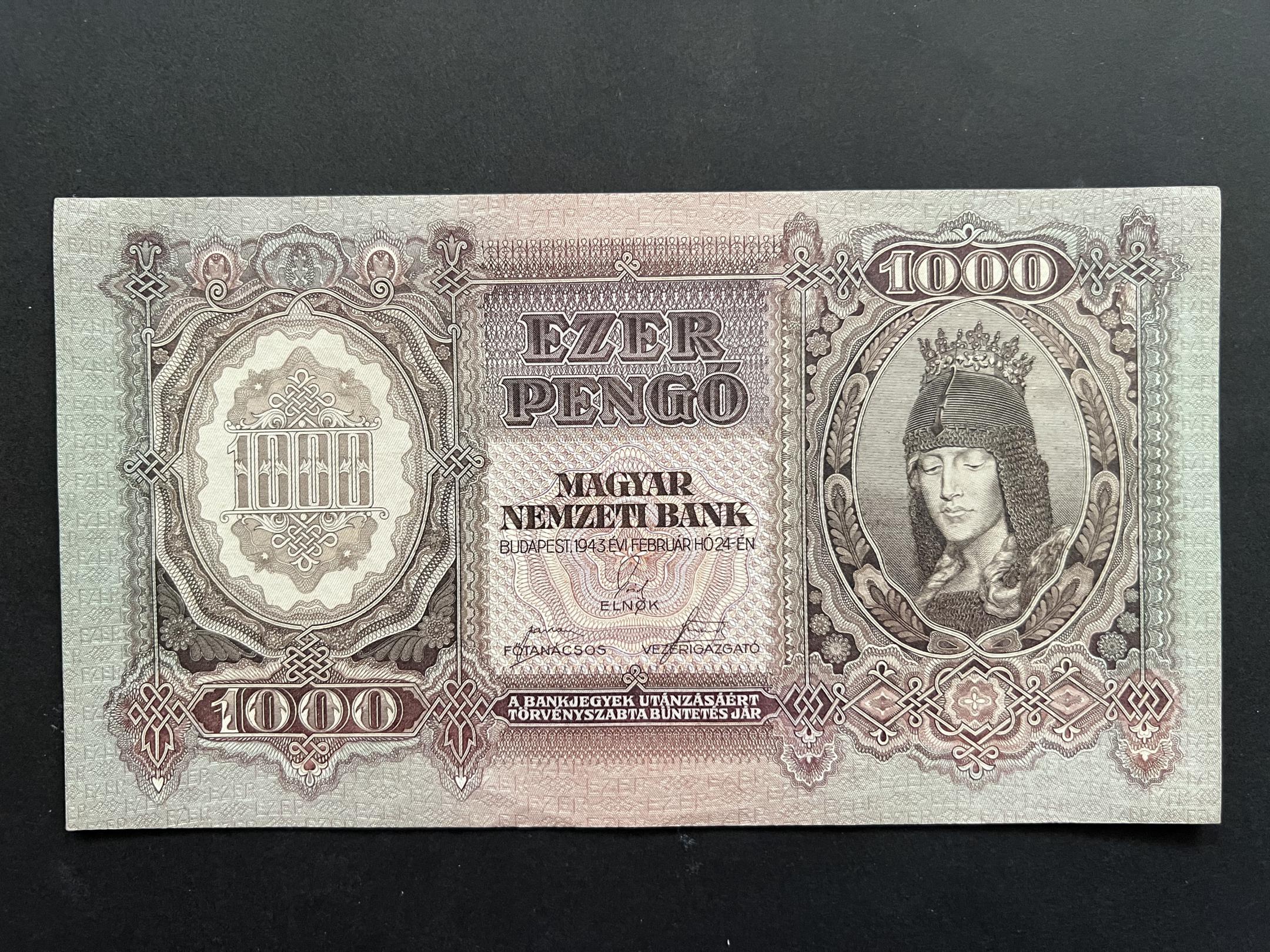 Ezer Pengő (1943)aUNC Adamo P21 