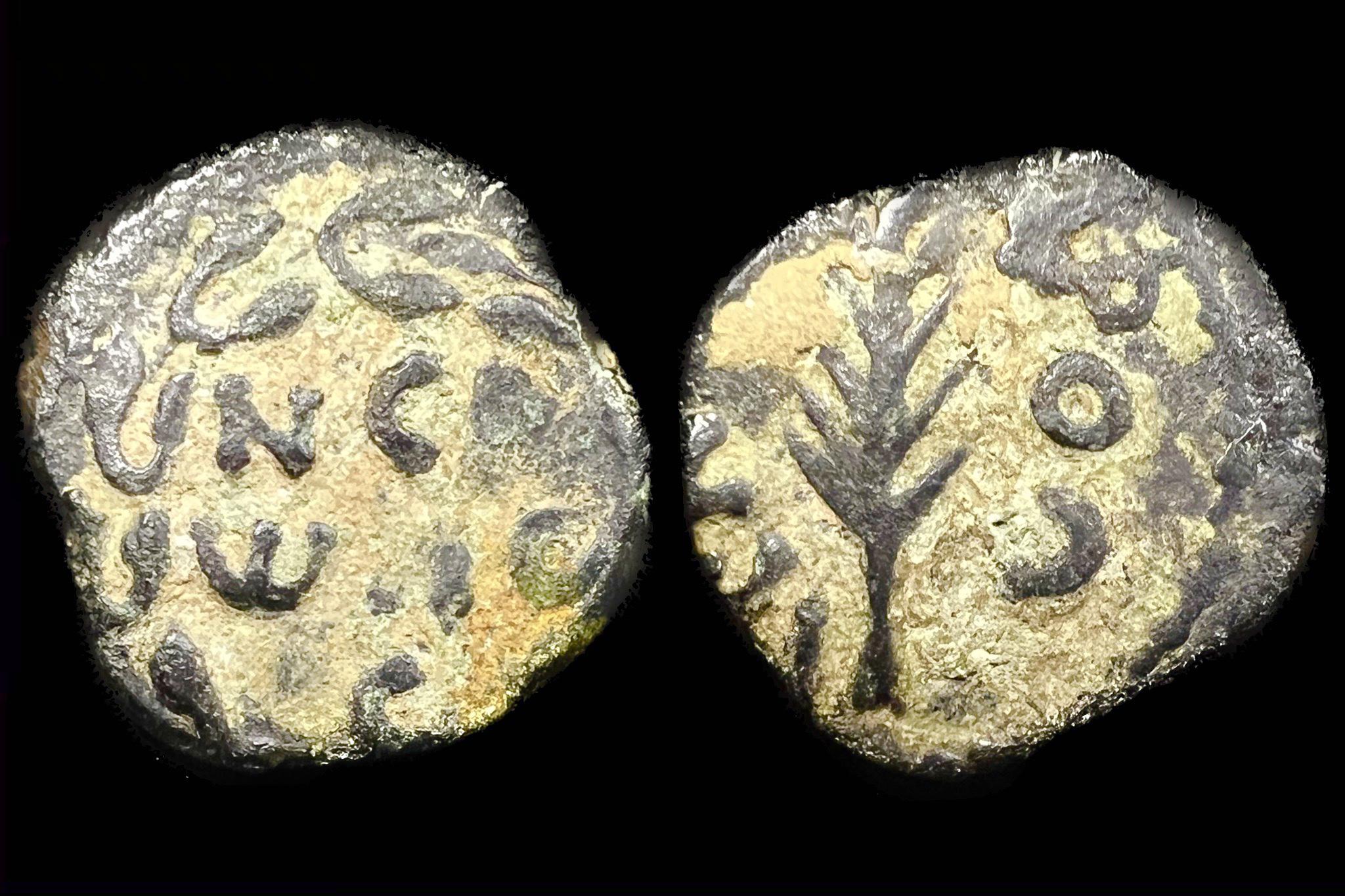 Nero Porcius Festus helytartó Judea Jeruzsálem (i.sz.58-59) Prutah előlap NEPWNO C hátlap LΕ ΚΑΙCΑΡΟCref Hendin 1351 