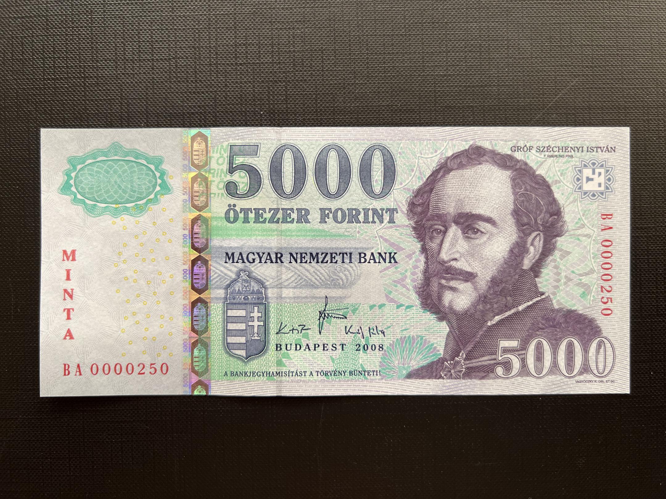 5000 Forint (2008) MINTA BA 00250 alacsony sorszám UNC