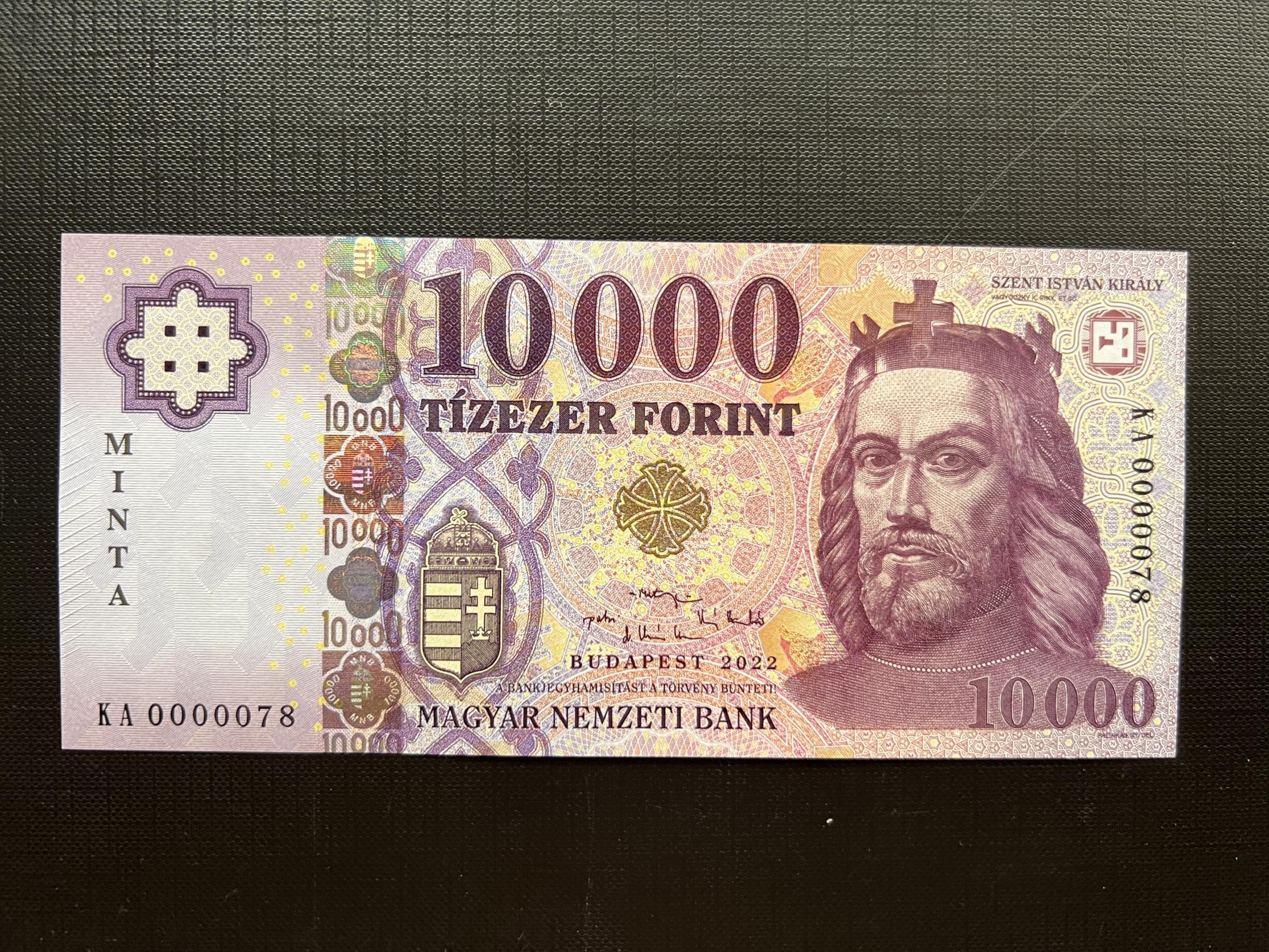 10000 Forint MINTA KA UNC alacsony sorszám 00078 (2022) 